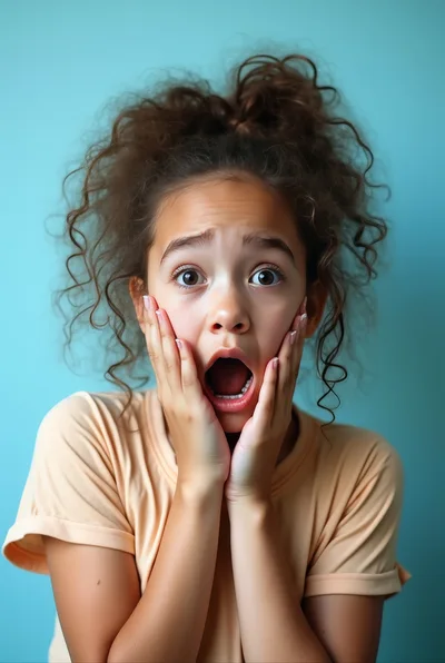 Surprised Young Girl With Curly Hair Expressing Shock
