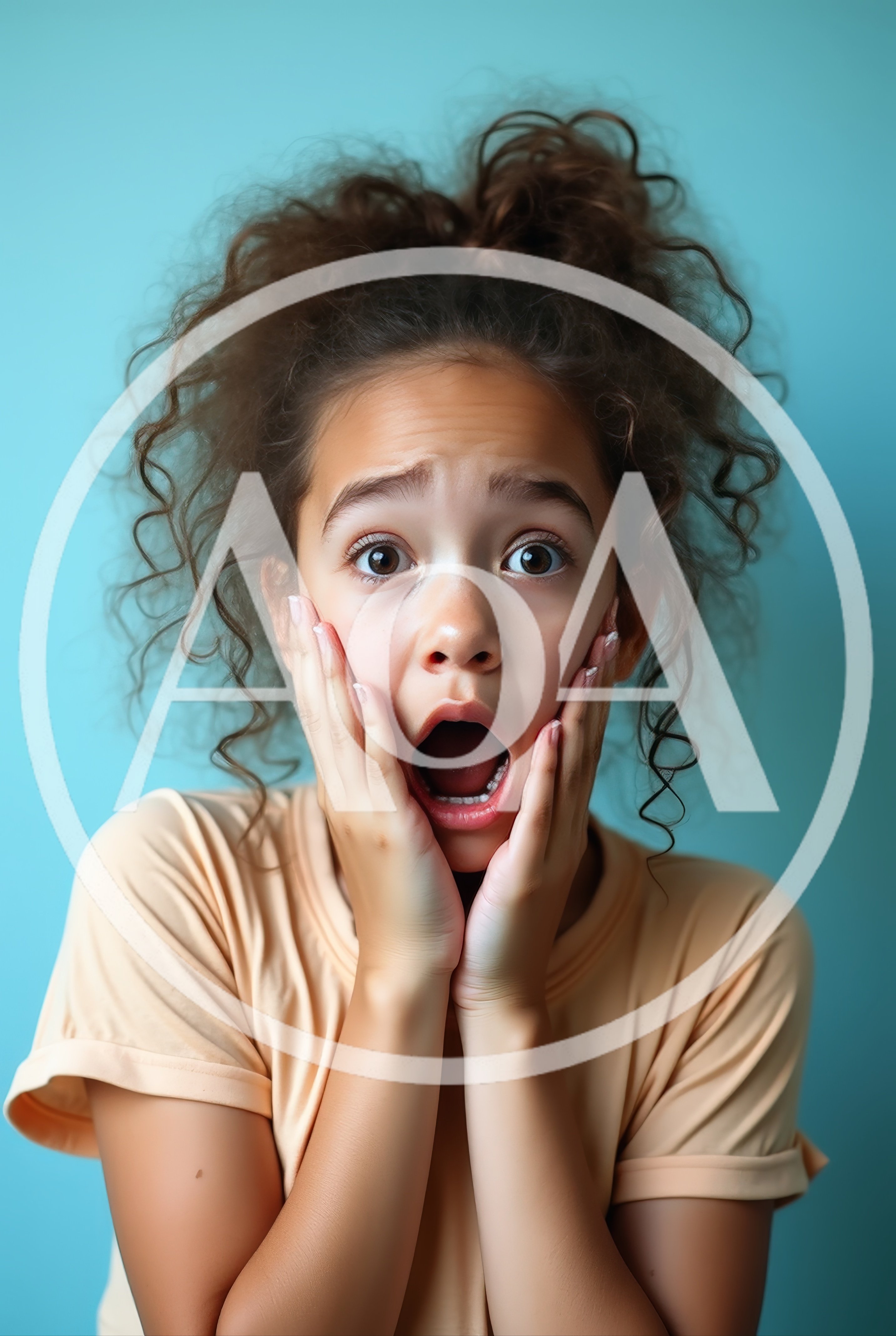 Surprised Young Girl With Curly Hair Expressing Shock
