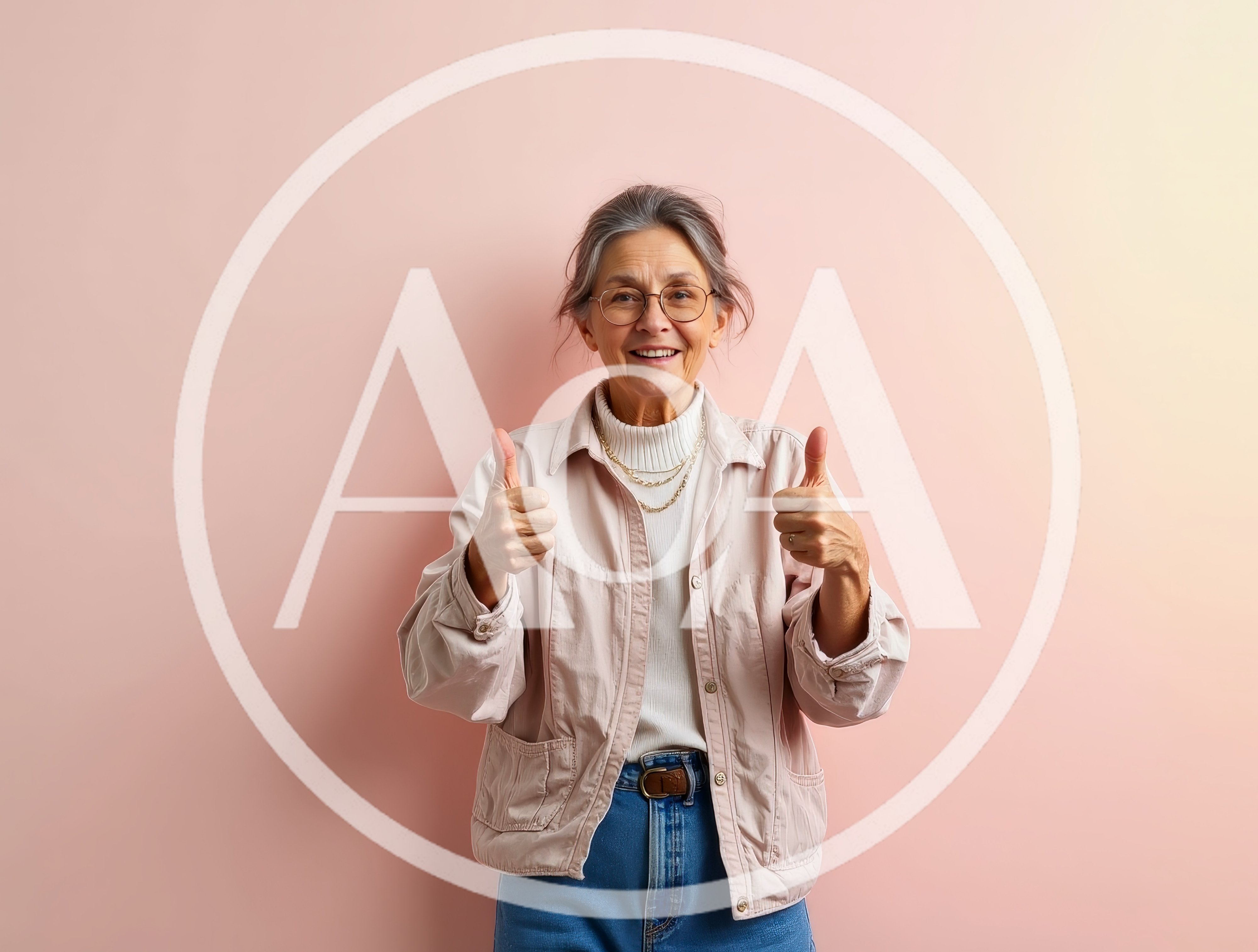 Smiling Senior Woman Giving Double Thumbs Up