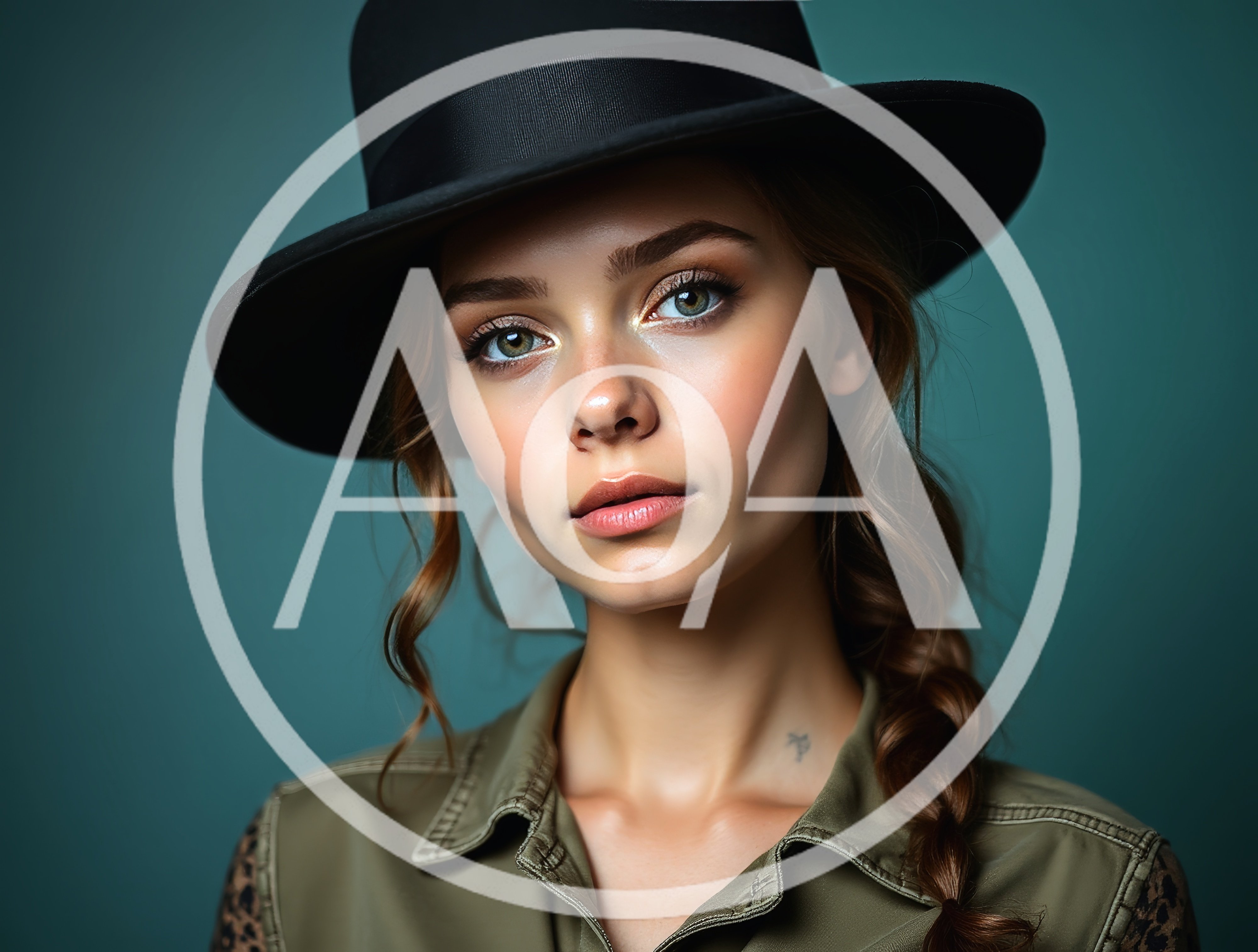 Portrait Of A Young Woman Wearing A Fedora Hat