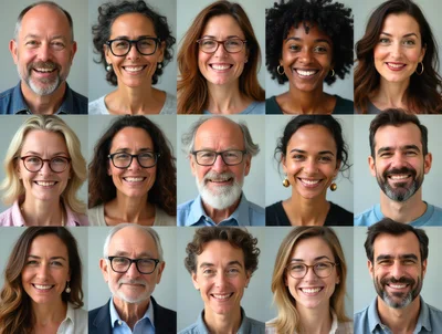 Diverse Group Of Smiling People Portrait Collage