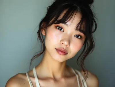 Portrait Of A Young Asian Woman With Natural Makeup