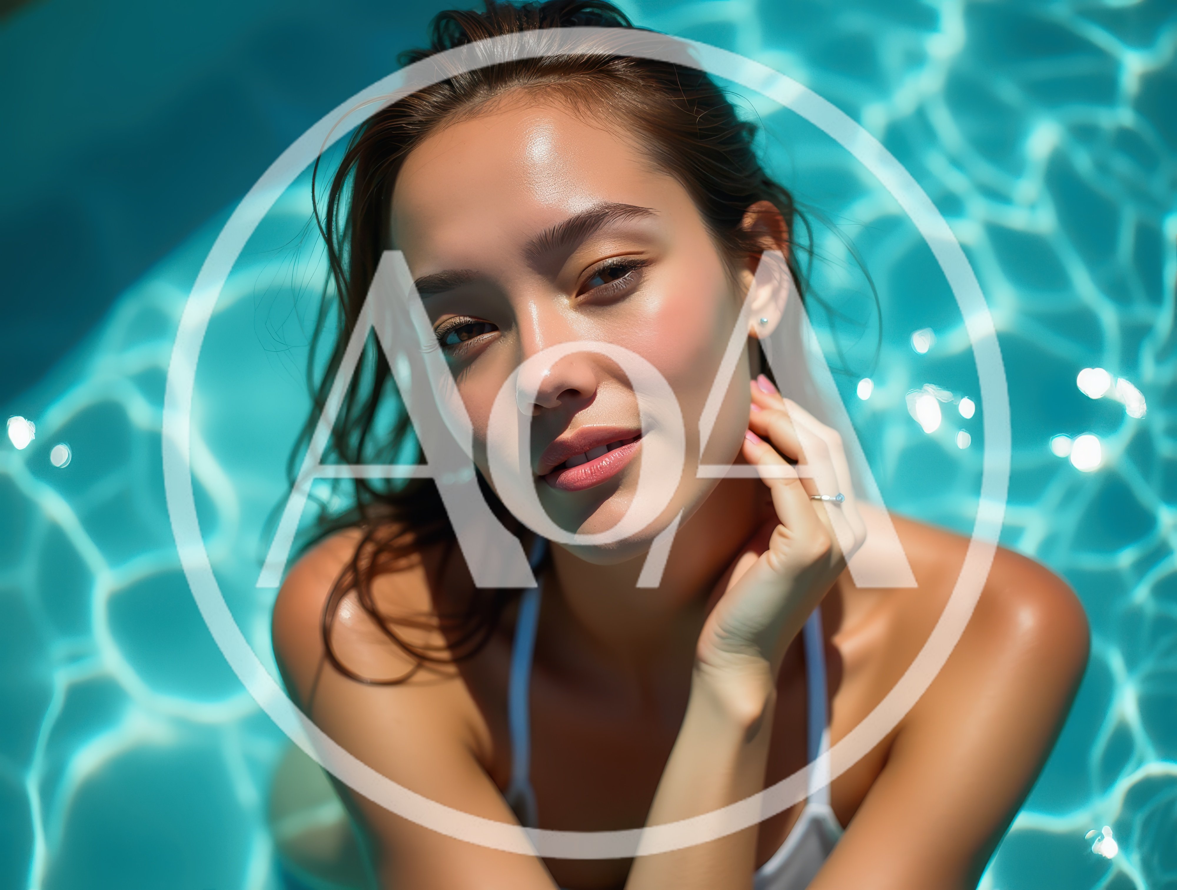 Young Woman Relaxing In A Sunny Swimming Pool