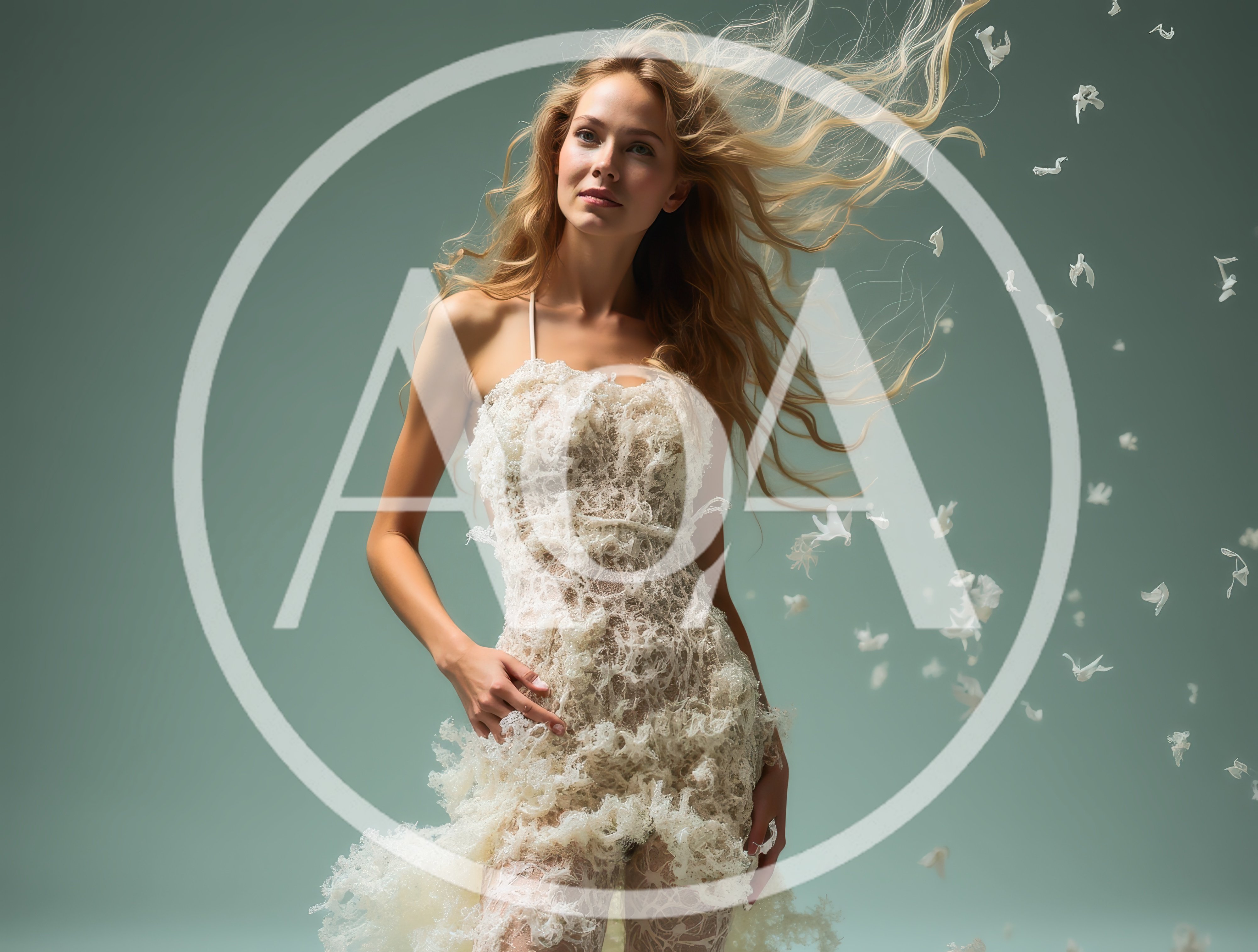 Fashion Model Posing In Intricate Lace Dress