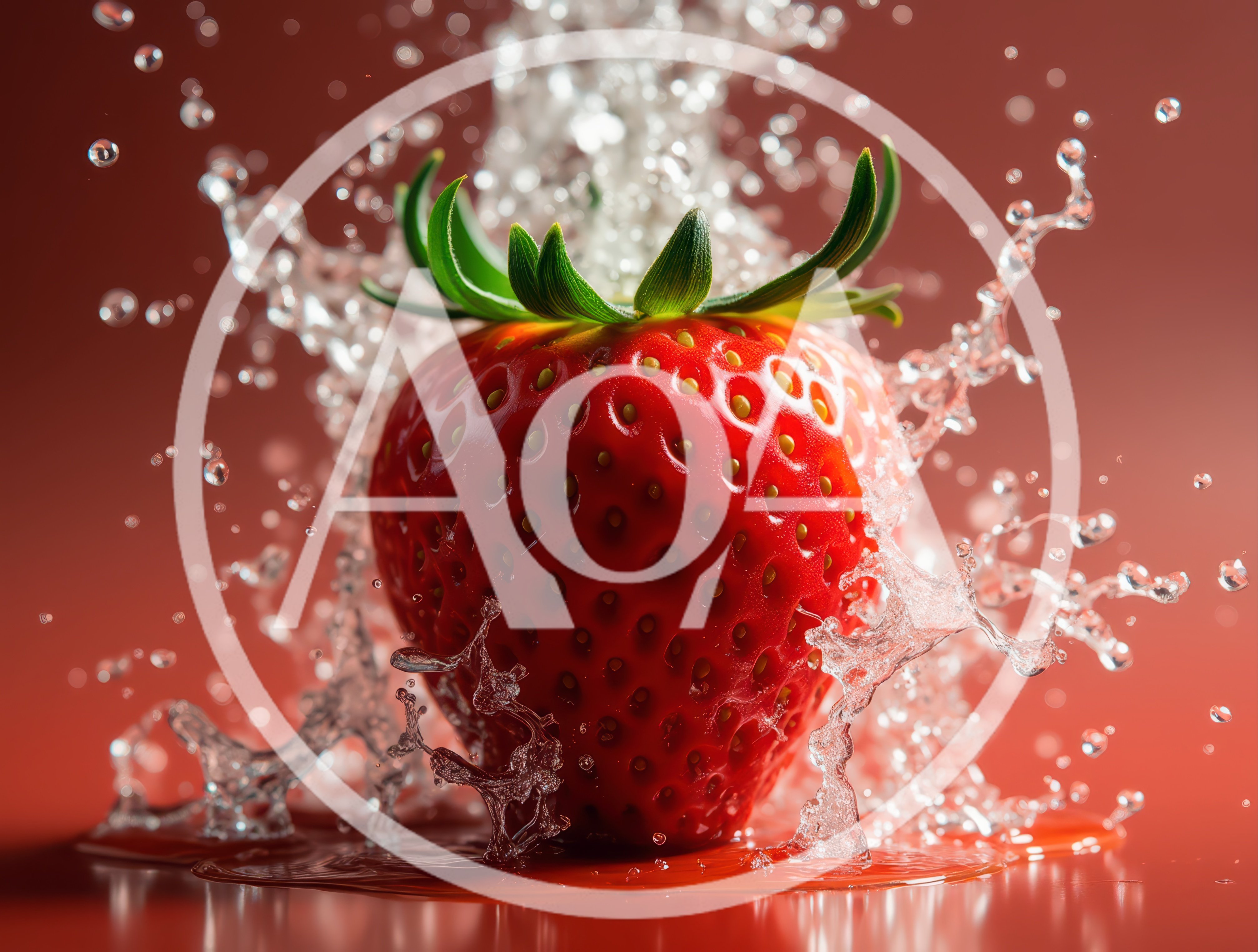Fresh Strawberry Splashing In Clear Water