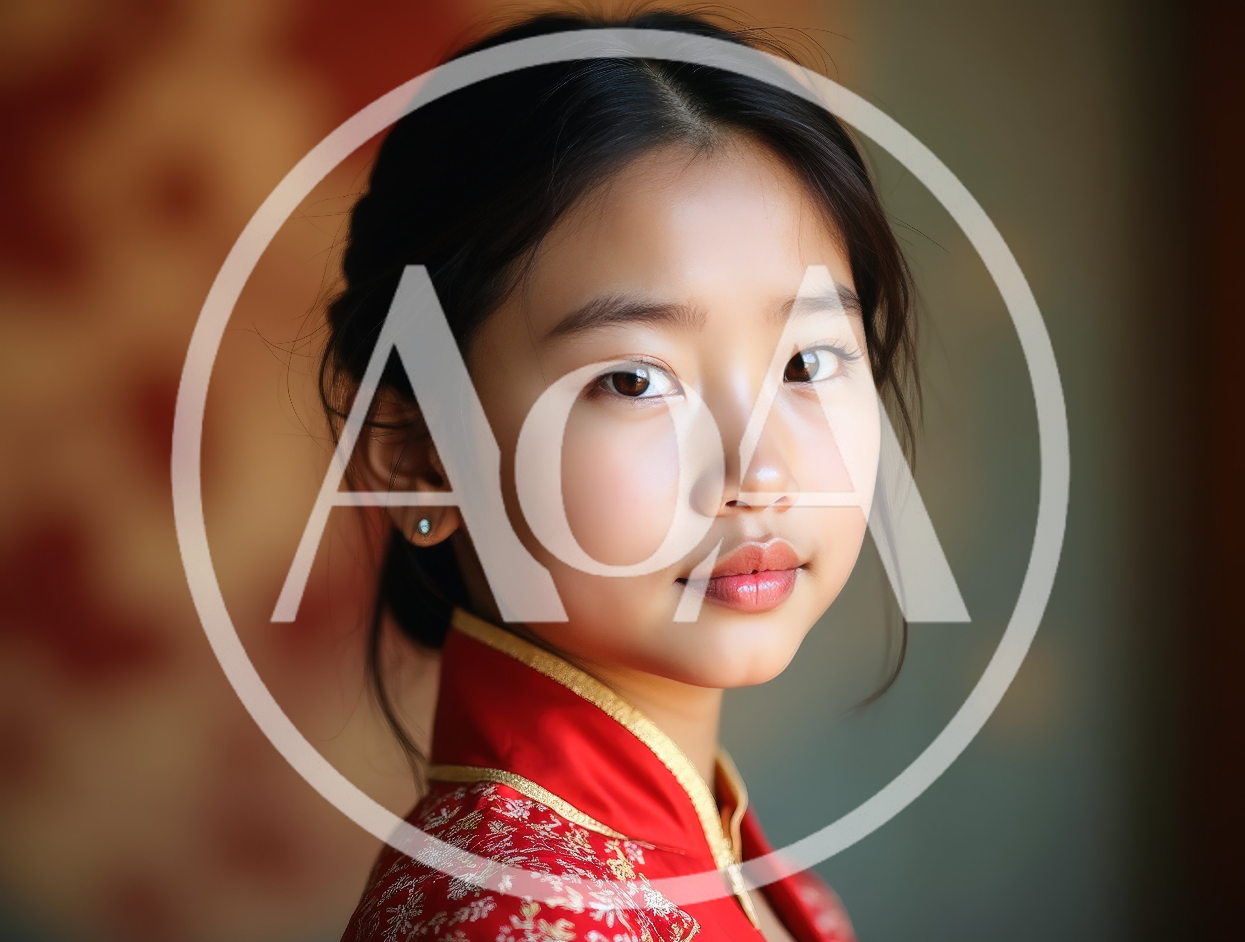 Portrait Of A Young Asian Girl In Traditional Clothing