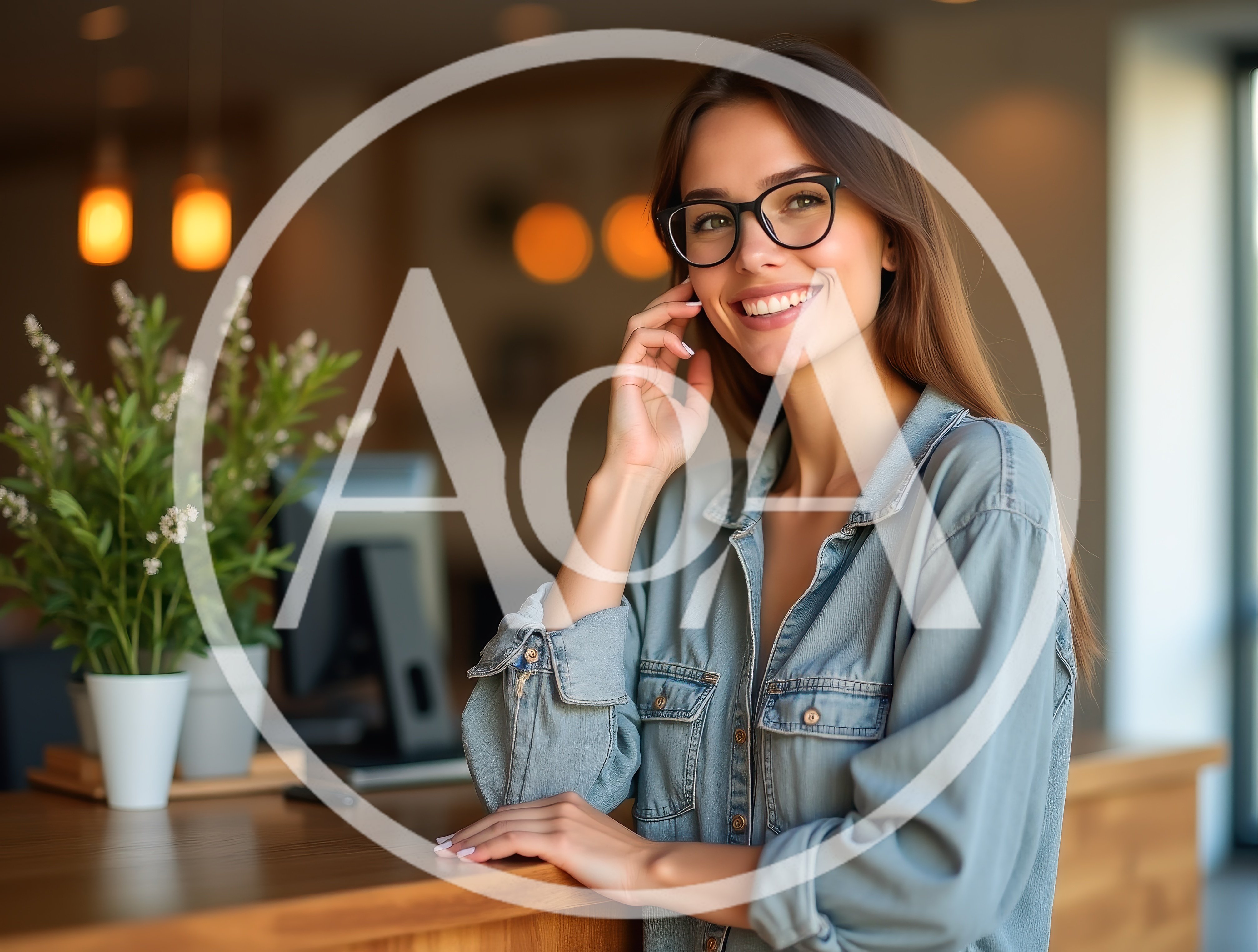 Smiling Woman Standing Behind A Cafe Counter