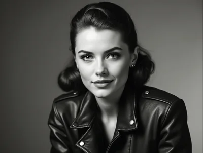 Portrait Of A Young Woman In A Leather Jacket