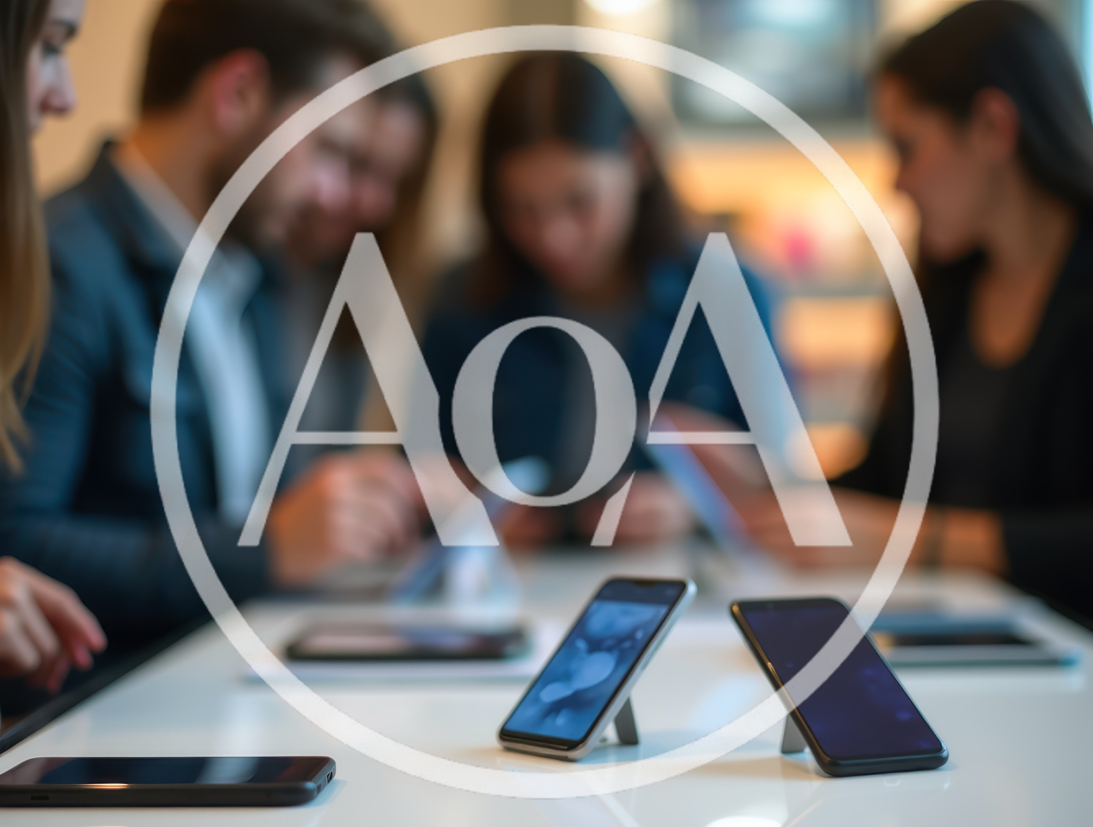 Group Of Professionals Testing New Smartphones In Office