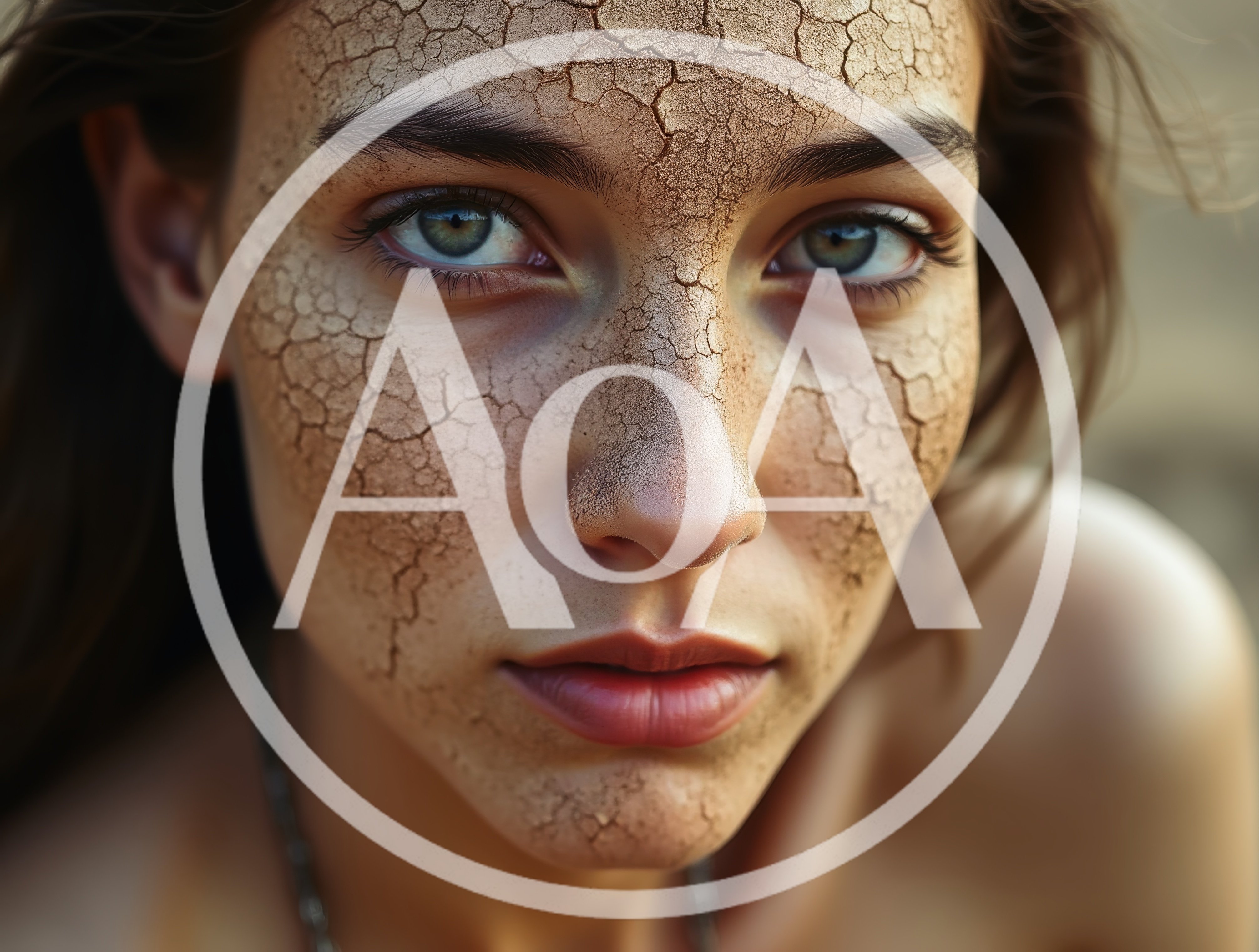 Portrait Of A Woman With Cracked Dry Skin