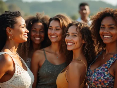 Diverse Group Of Smiling Women Outdoors
