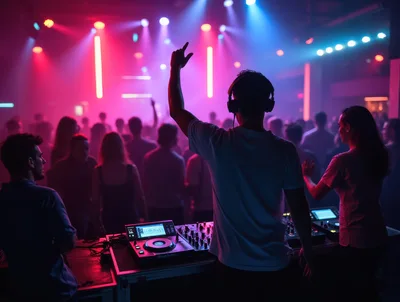 DJ Performing Live Set at Nightclub