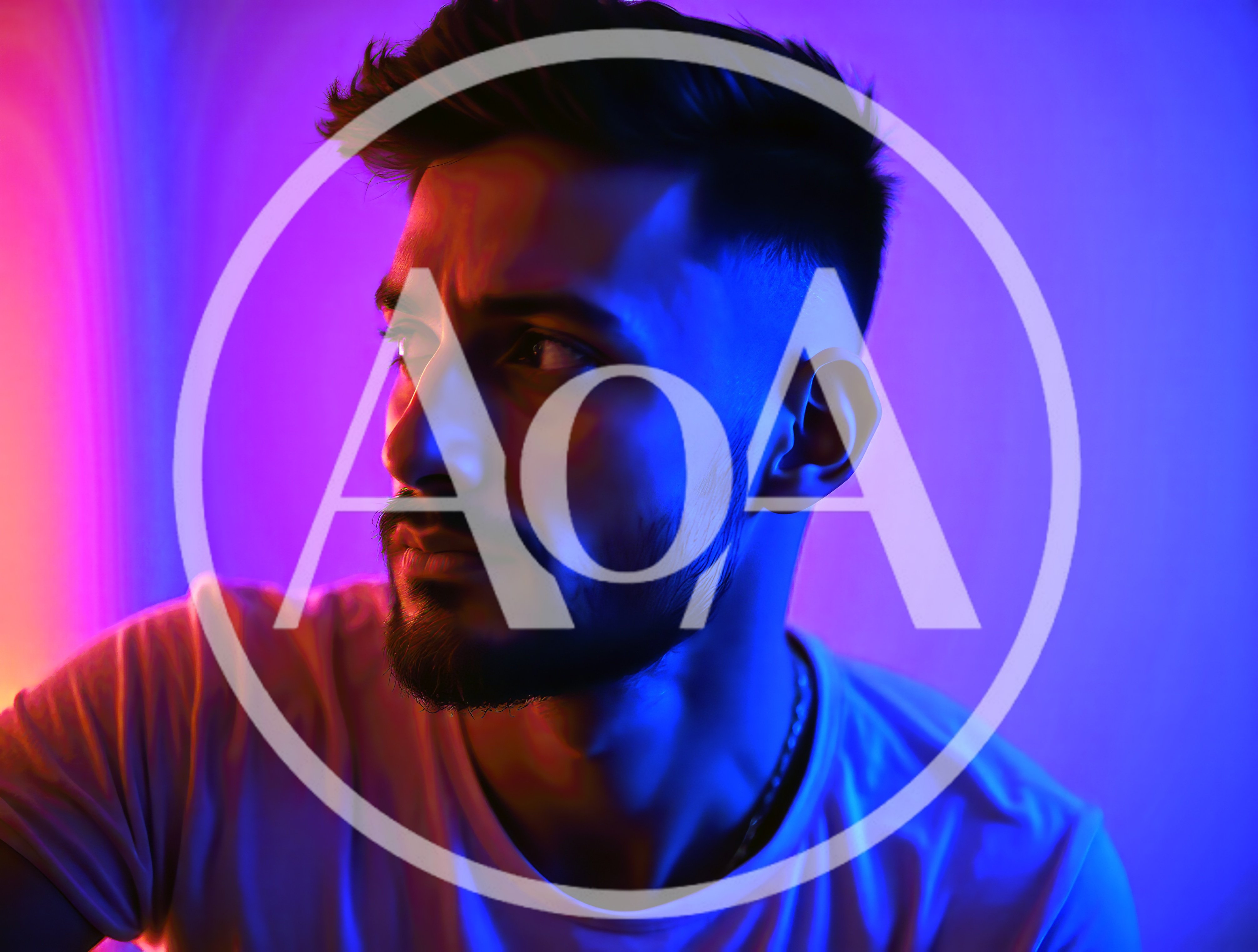 Portrait Of A Young Man With Neon Lighting