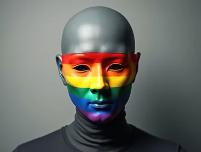 Humanoid Mannequin With Rainbow Pride Flag Face Paint