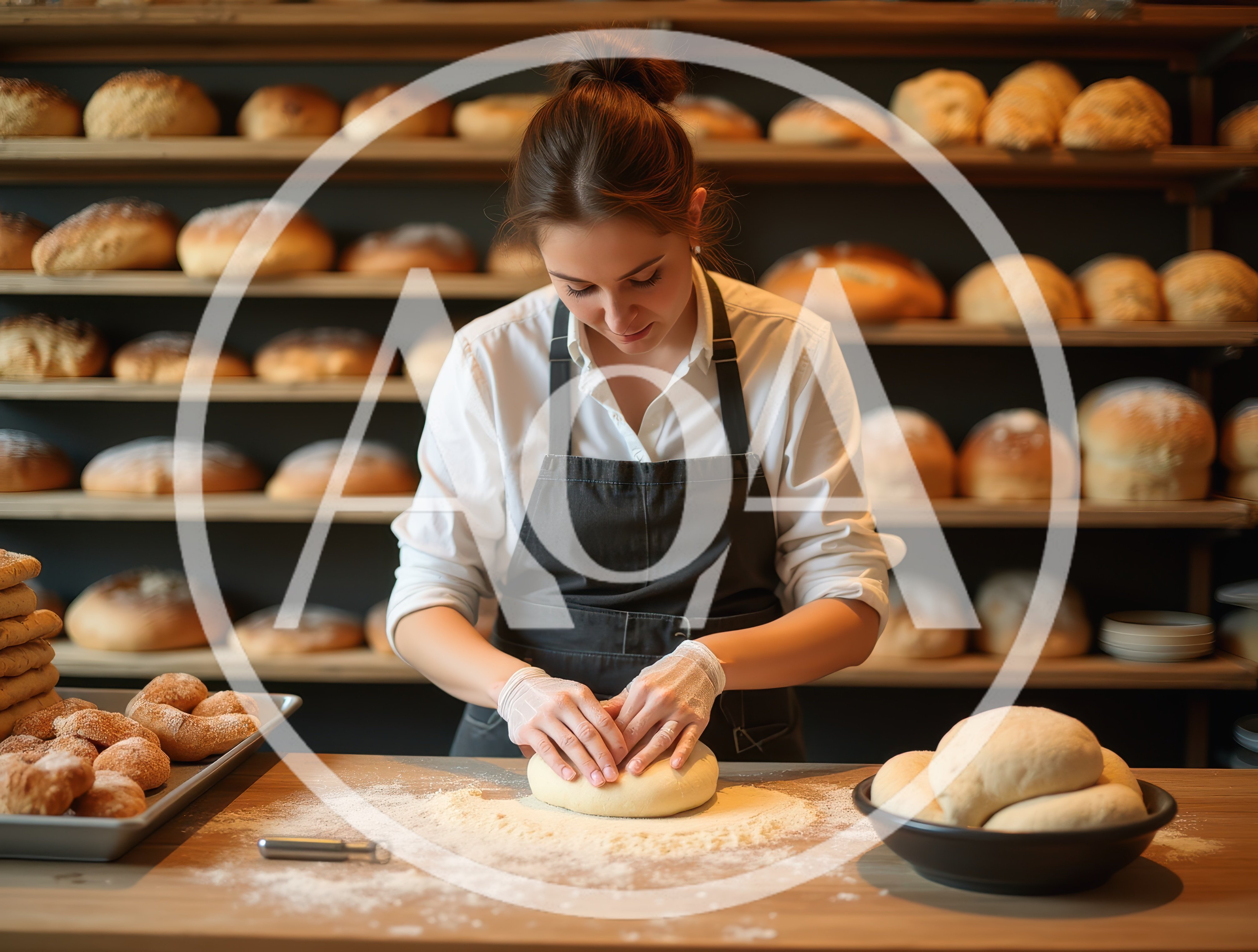 Professional Baker Kneading Dough In A Bakery