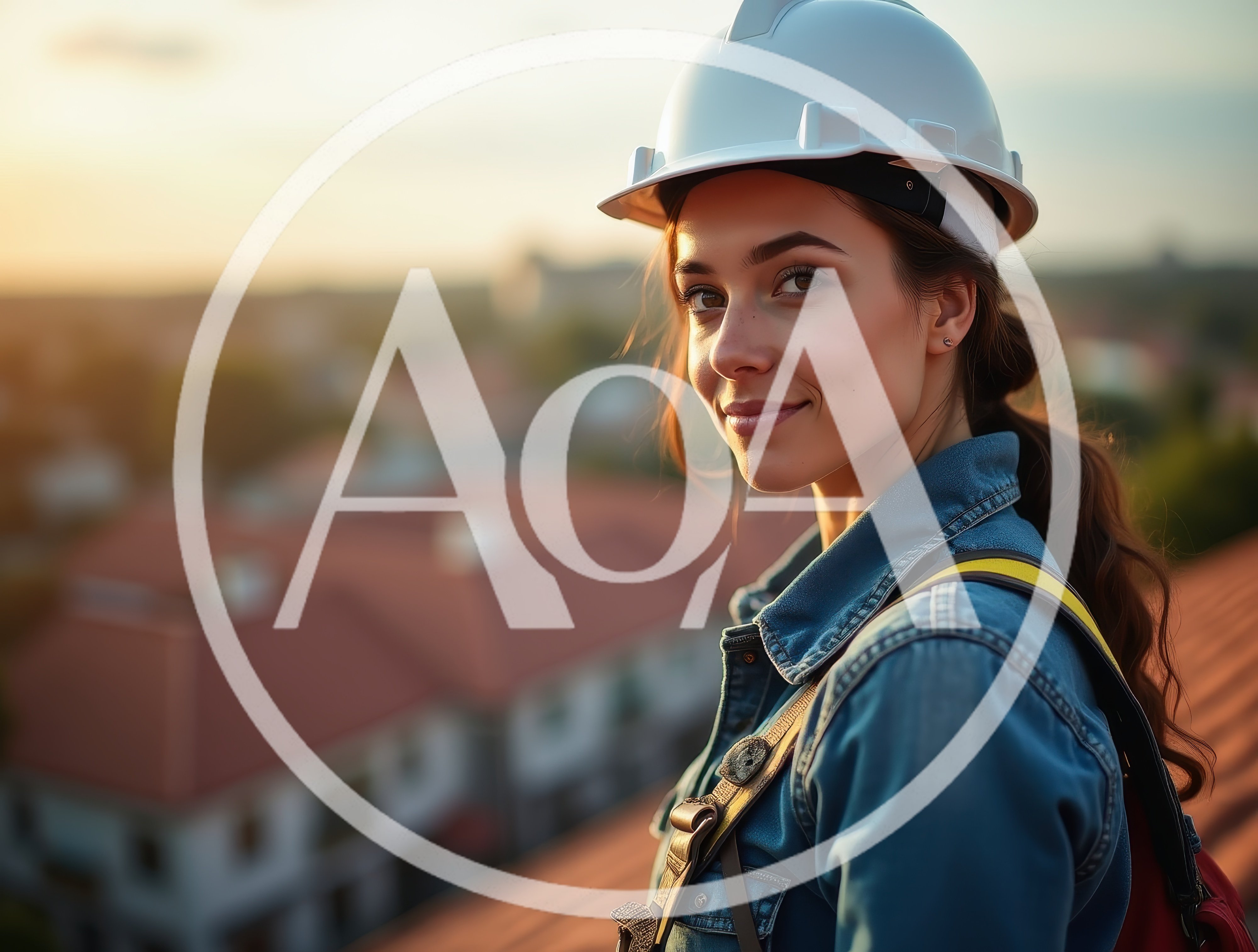 Female Construction Engineer Wearing Hard Hat On Rooftop