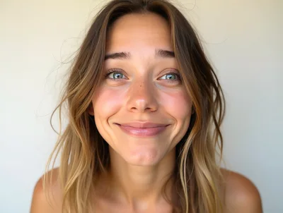 Portrait Of A Smiling Young Woman With Natural Makeup