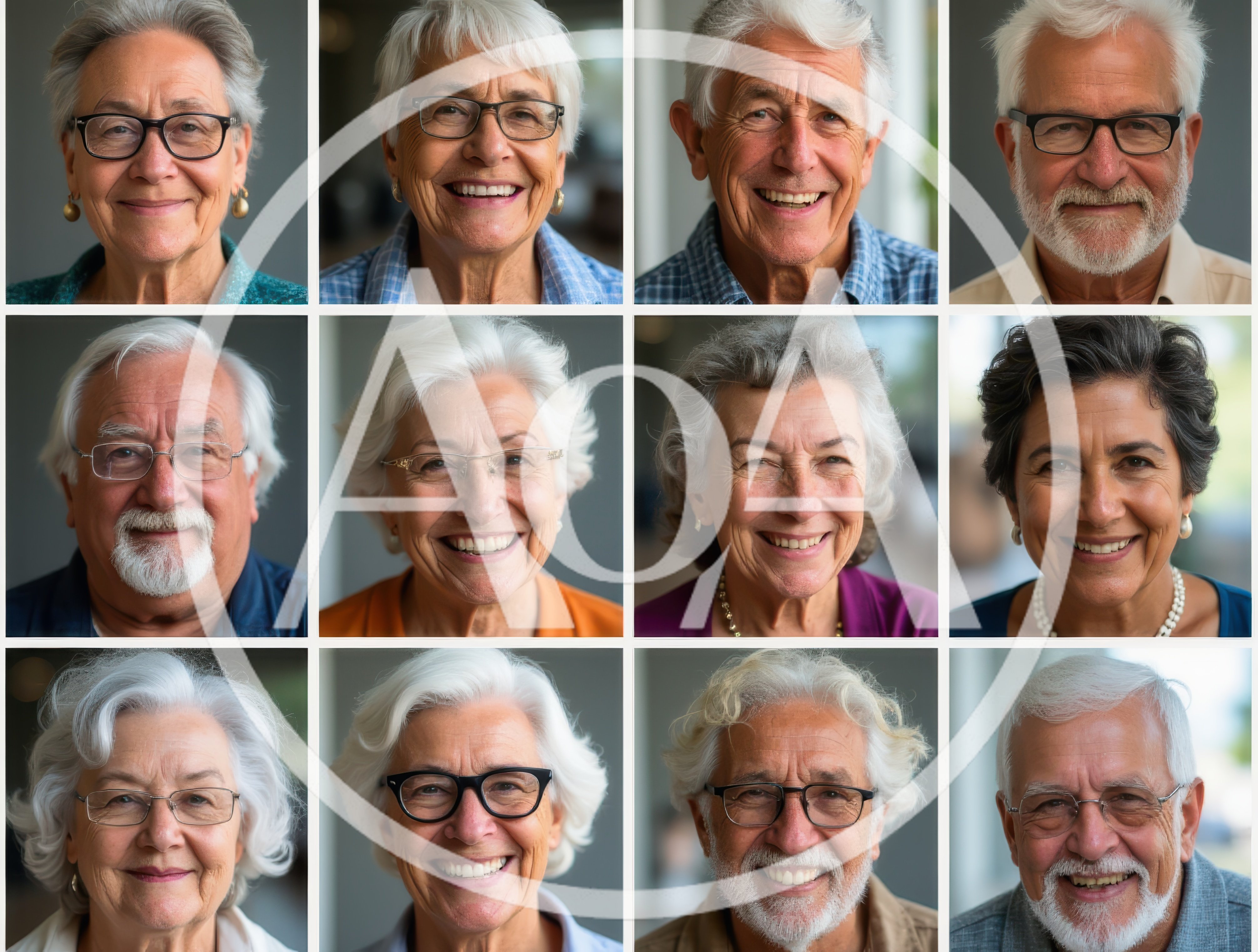 Collage Of Diverse Senior Citizens Smiling At Camera