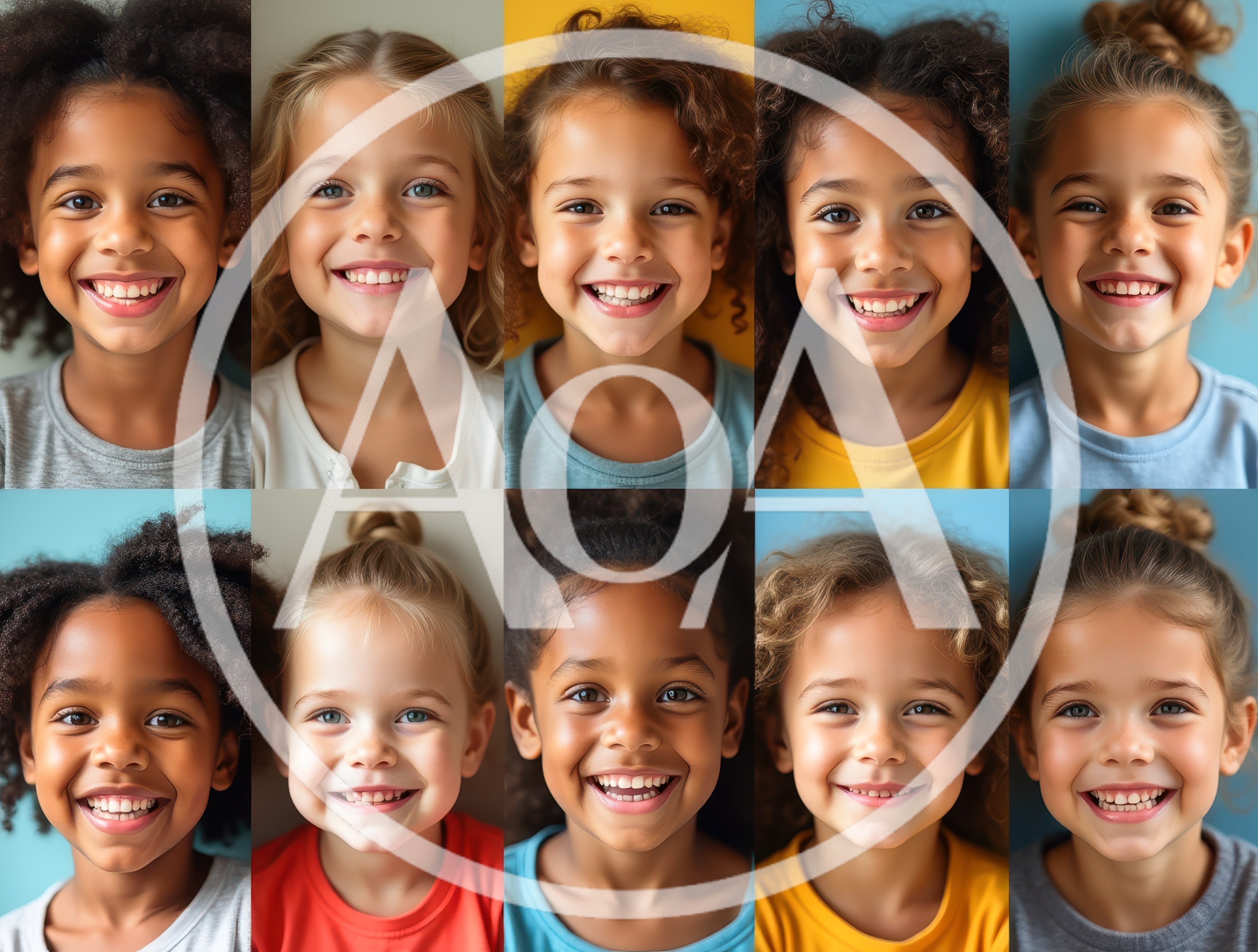 Collage Of Diverse Young Children Smiling Happily