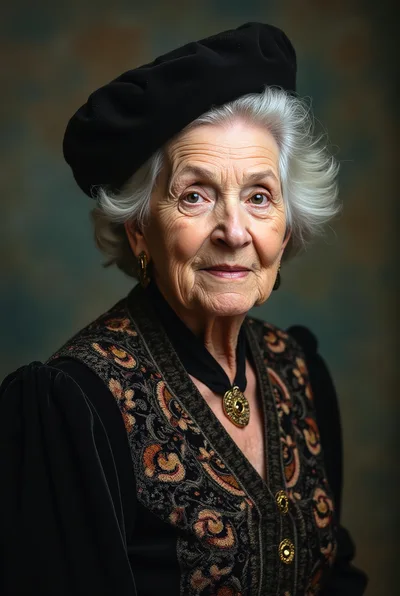 Portrait Of An Elegant Elderly Woman In Vintage Attire