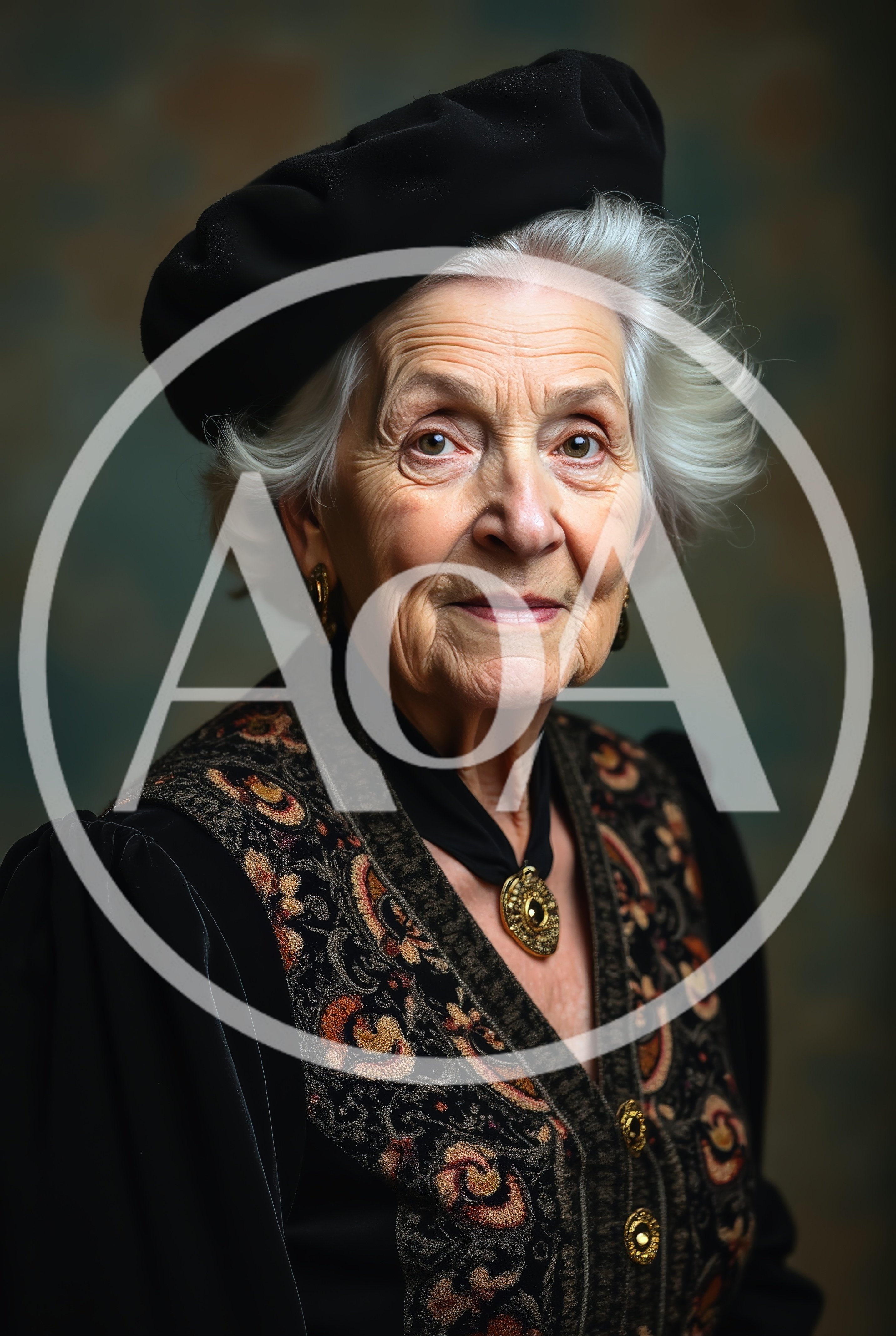 Portrait Of An Elegant Elderly Woman In Vintage Attire