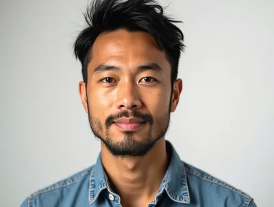 Portrait Of A Young Asian Man With A Beard