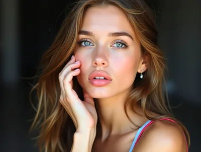 Portrait Of A Beautiful Young Woman With Natural Makeup