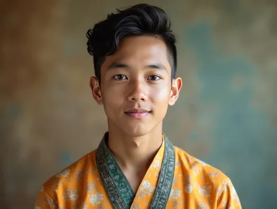 Portrait Of A Young Asian Man In Traditional Clothing