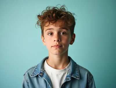 Portrait Of A Young Boy With Messy Hair