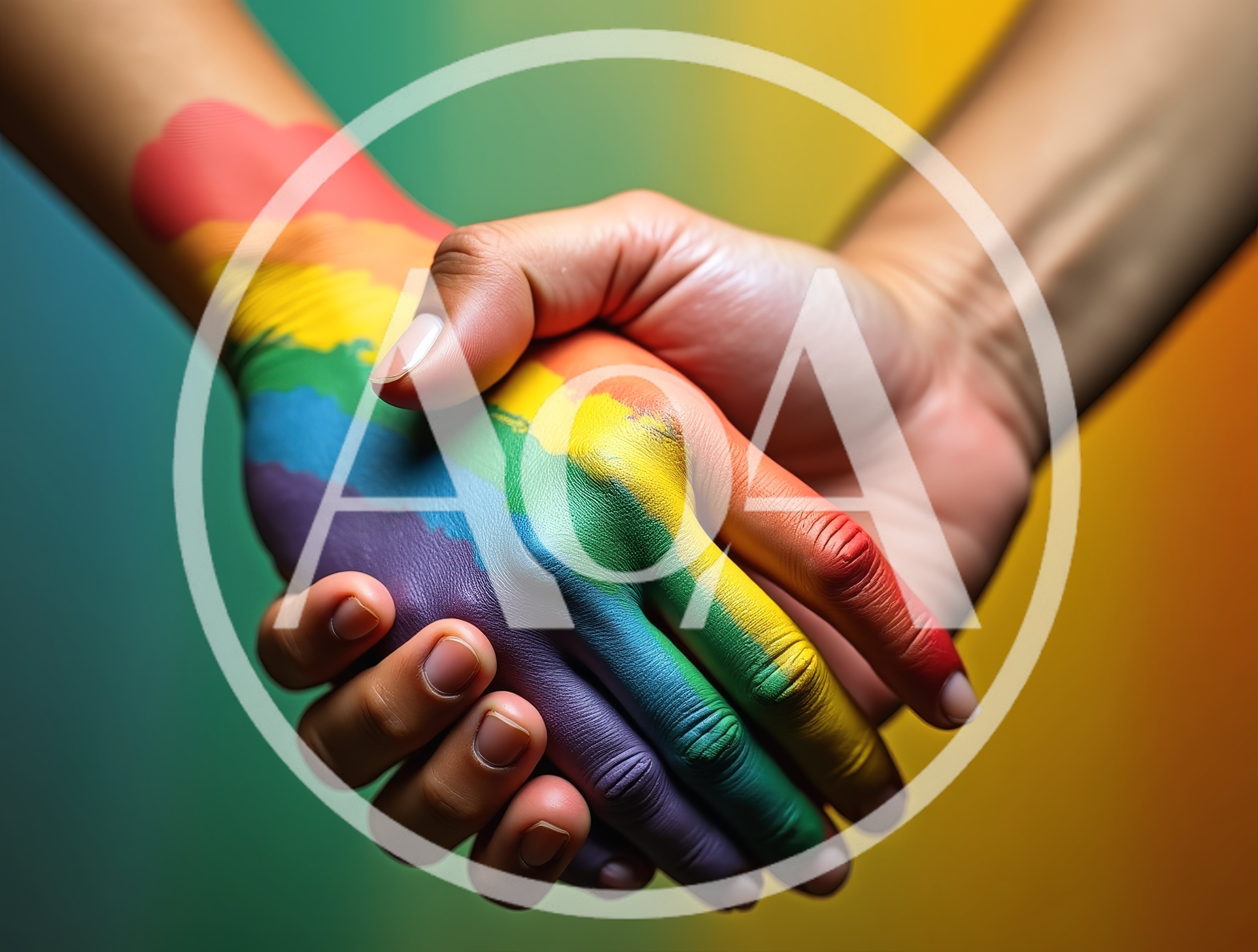 Two Hands Joined Together With Rainbow Pride Paint