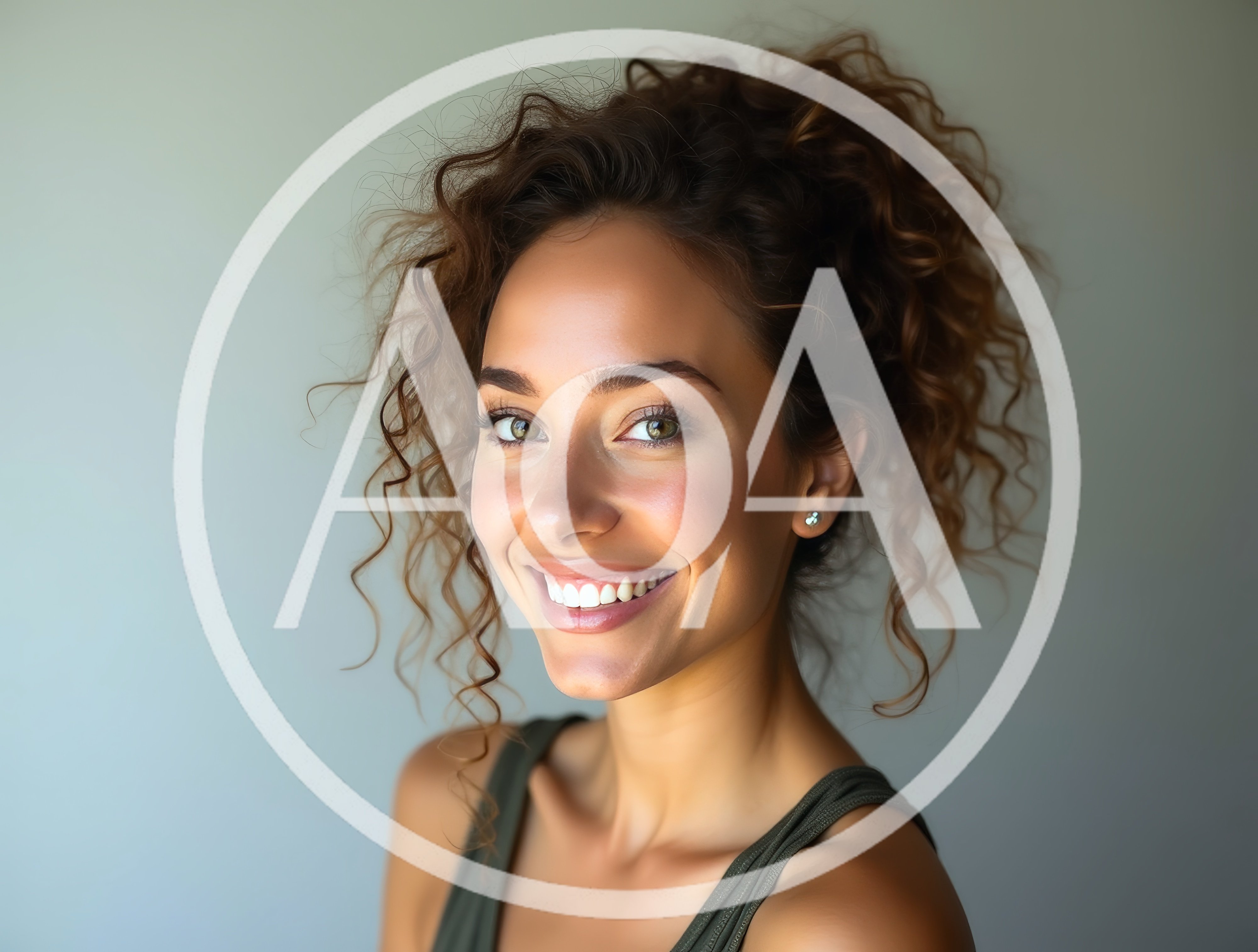 Portrait Of A Smiling Woman With Curly Hair