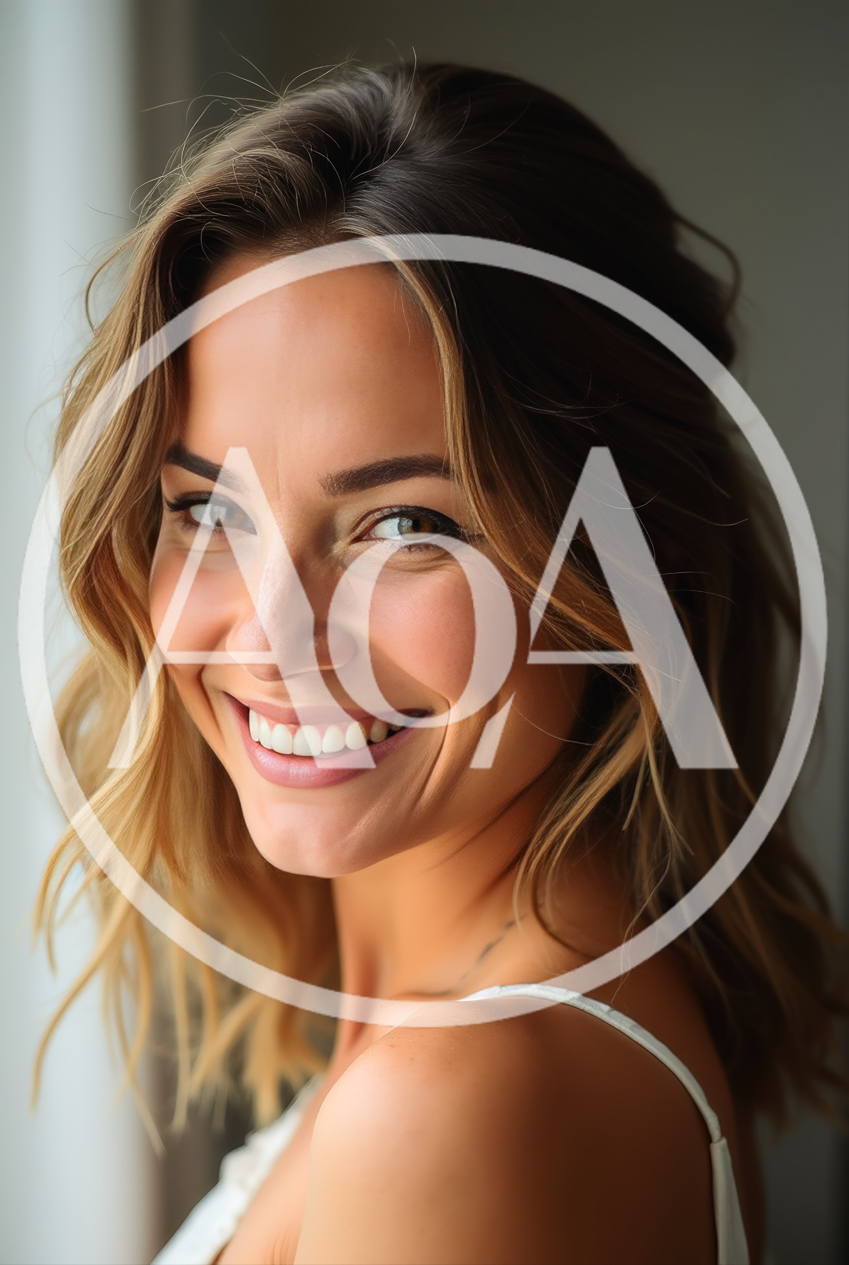 Portrait Of A Smiling Woman With Wavy Hair