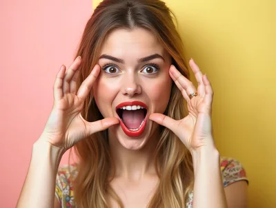 Surprised Young Woman With Mouth Open