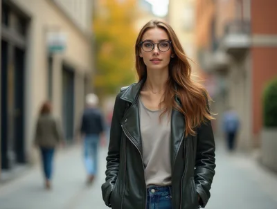 Young Woman Walking Down A City Street