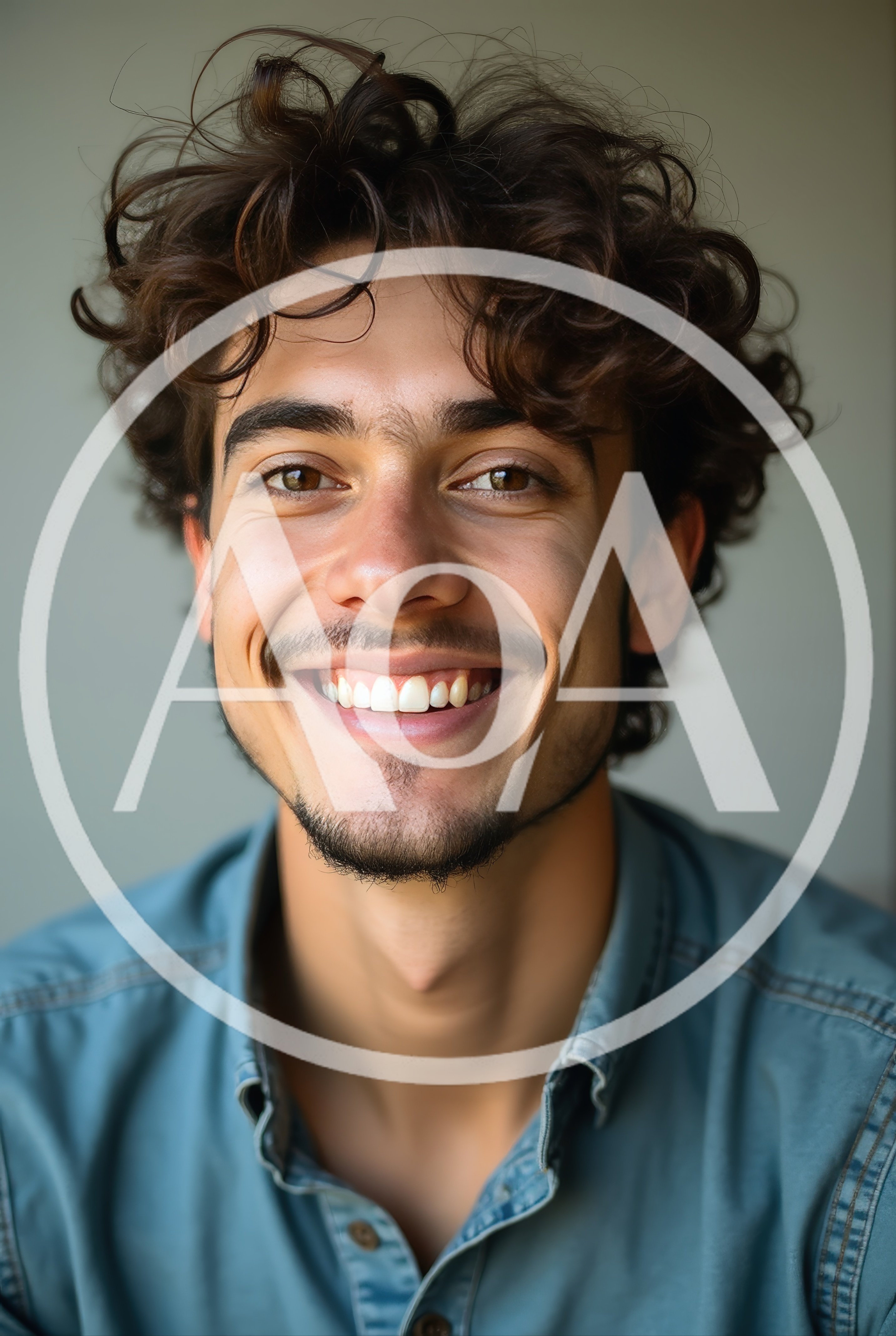 Portrait Of A Smiling Young Man With Curly Hair
