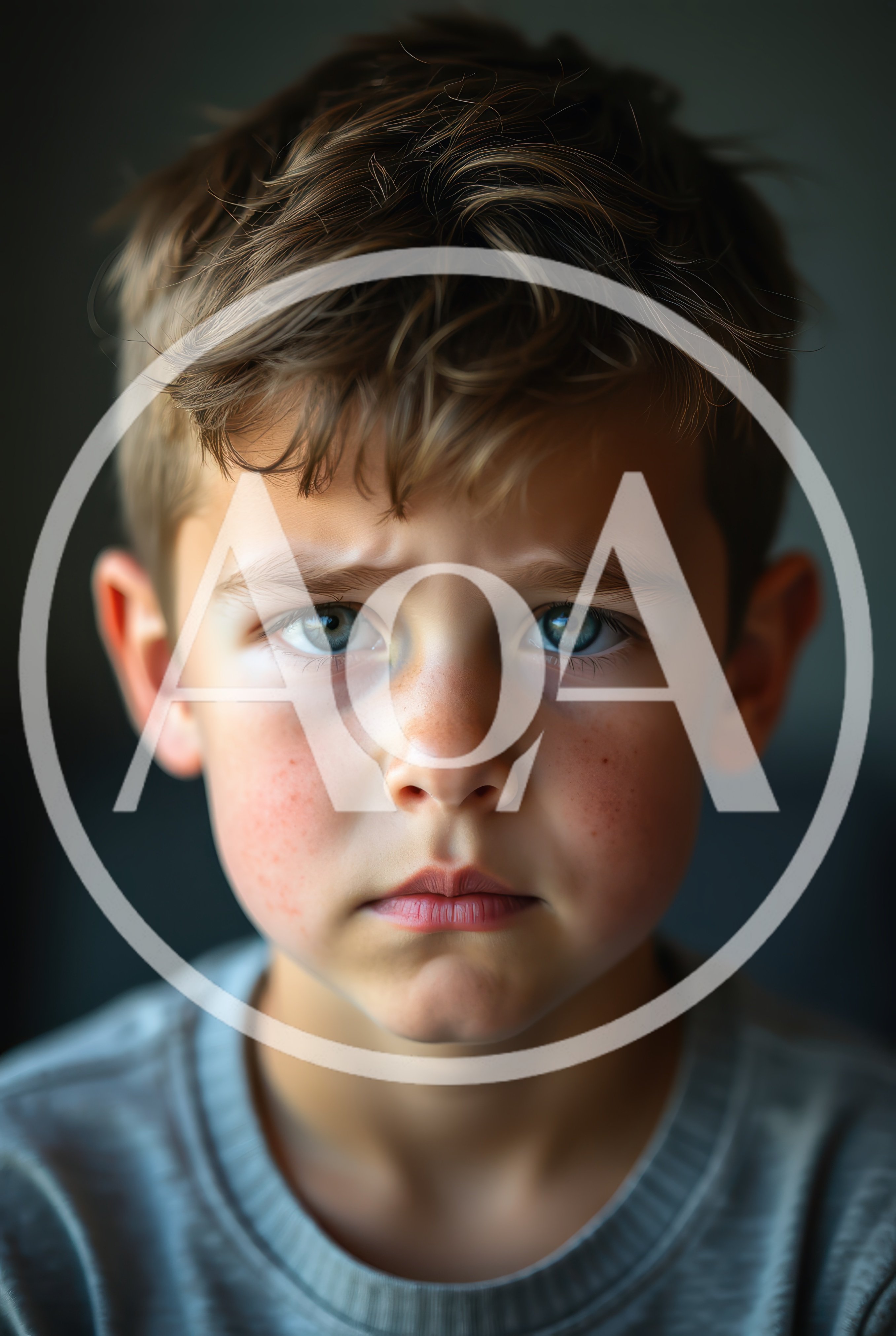 Portrait Of A Young Boy With Serious Expression