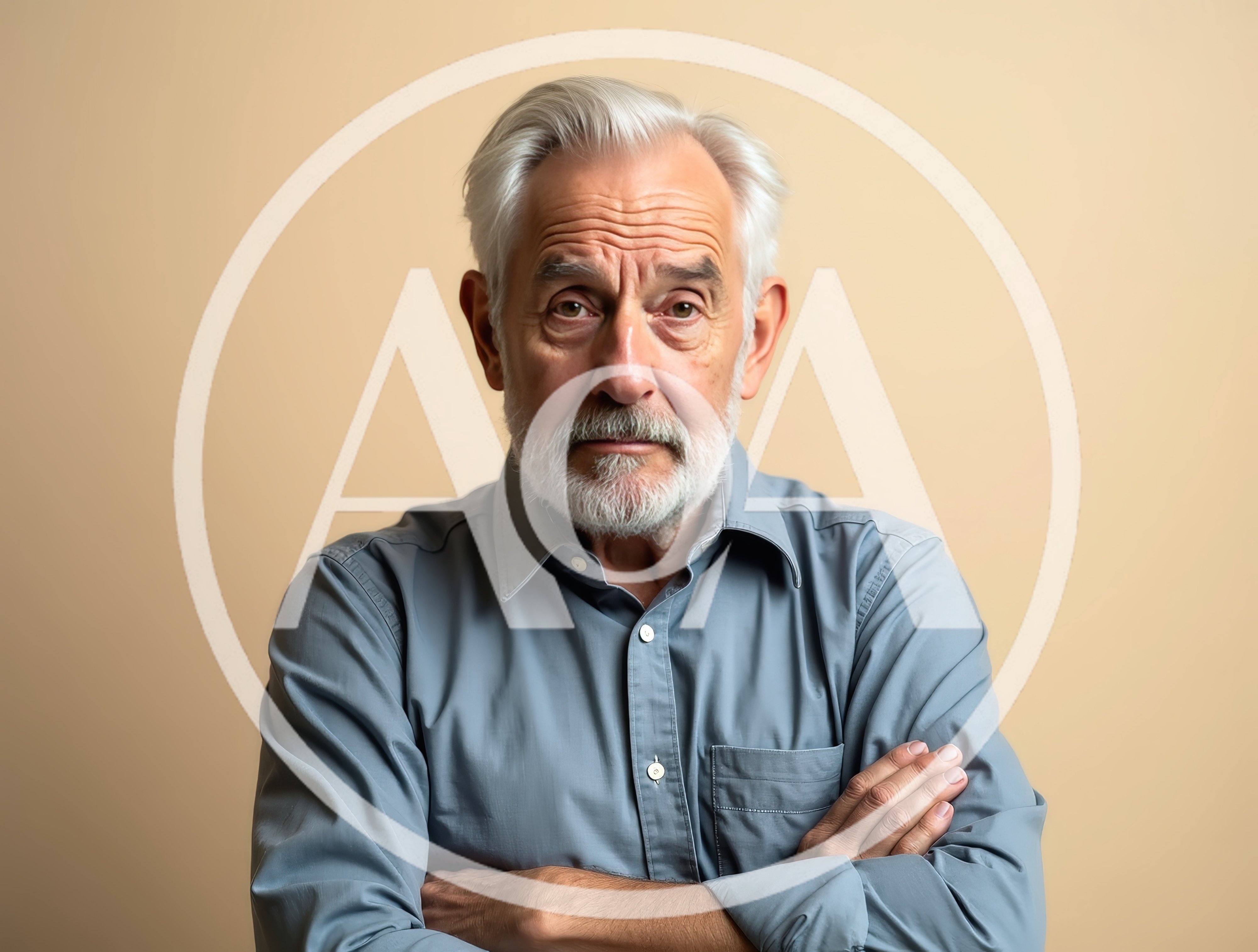 Portrait Of A Serious Senior Man With Crossed Arms