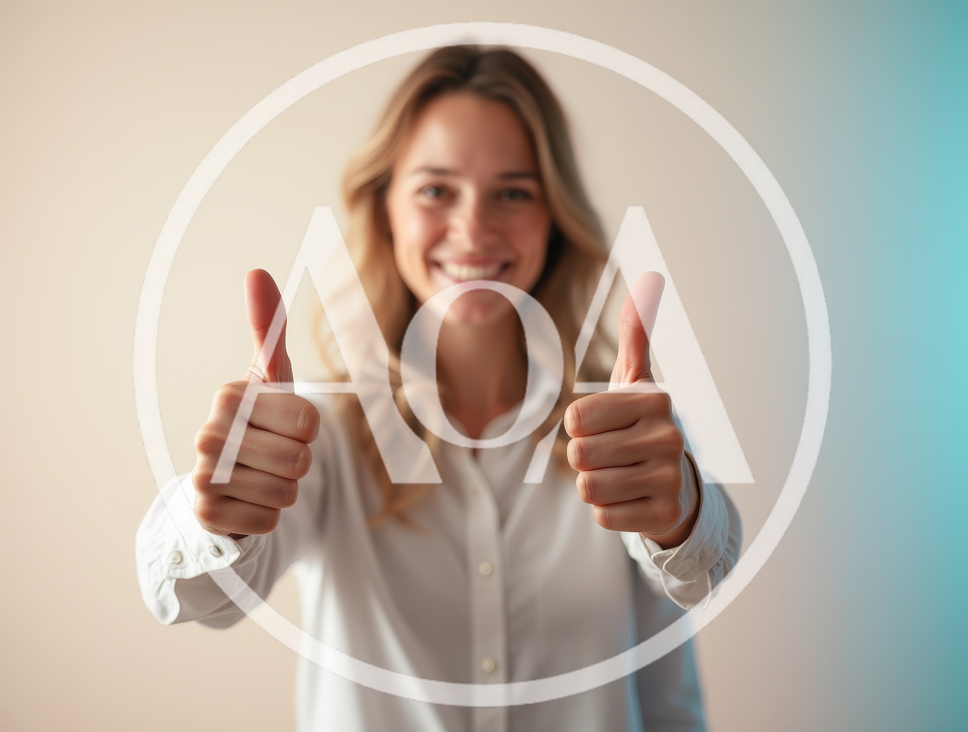 Smiling Woman Giving Double Thumbs Up Gesture