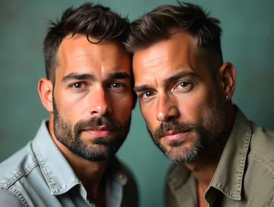 Portrait Of Two Identical Twin Men