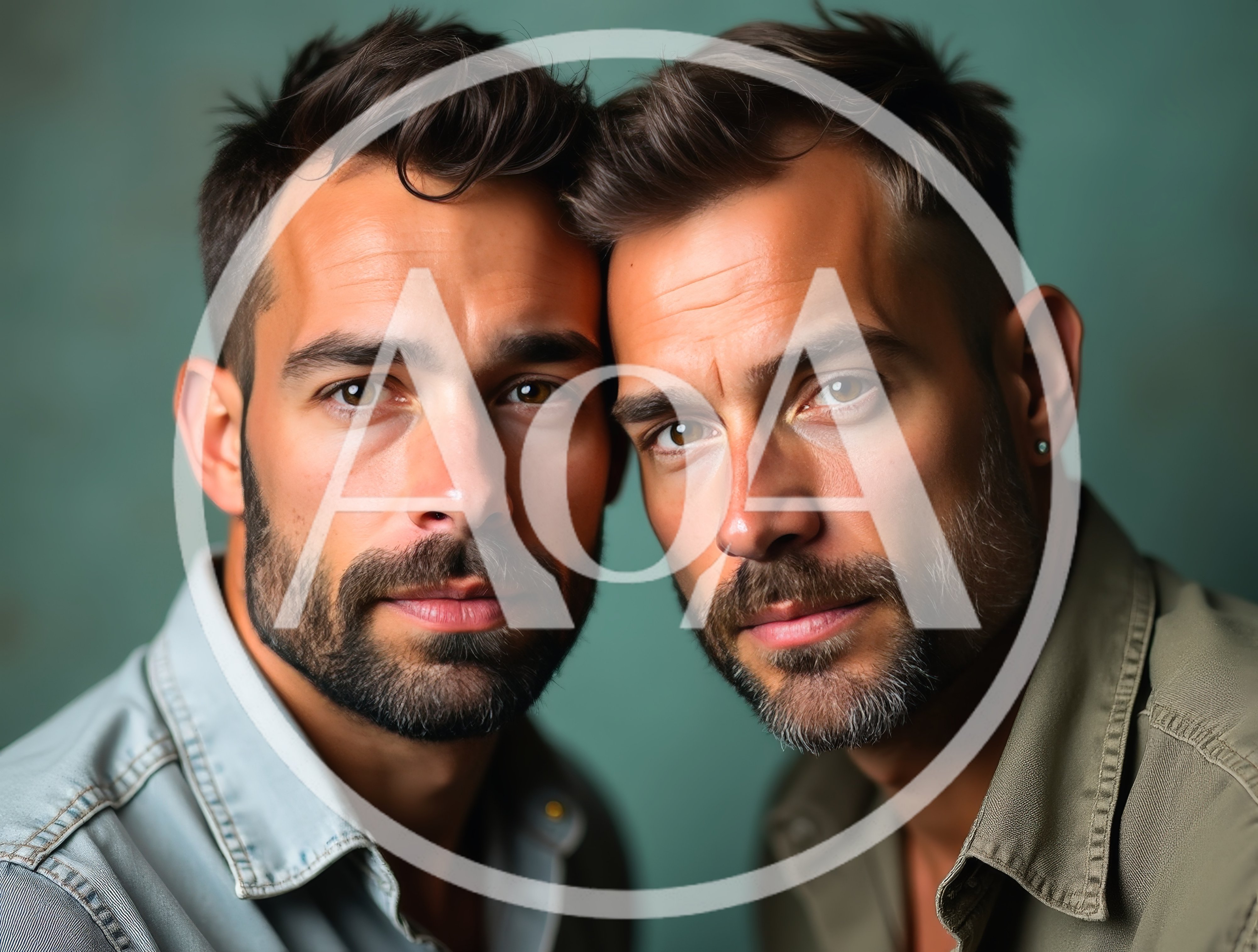 Portrait Of Two Identical Twin Men