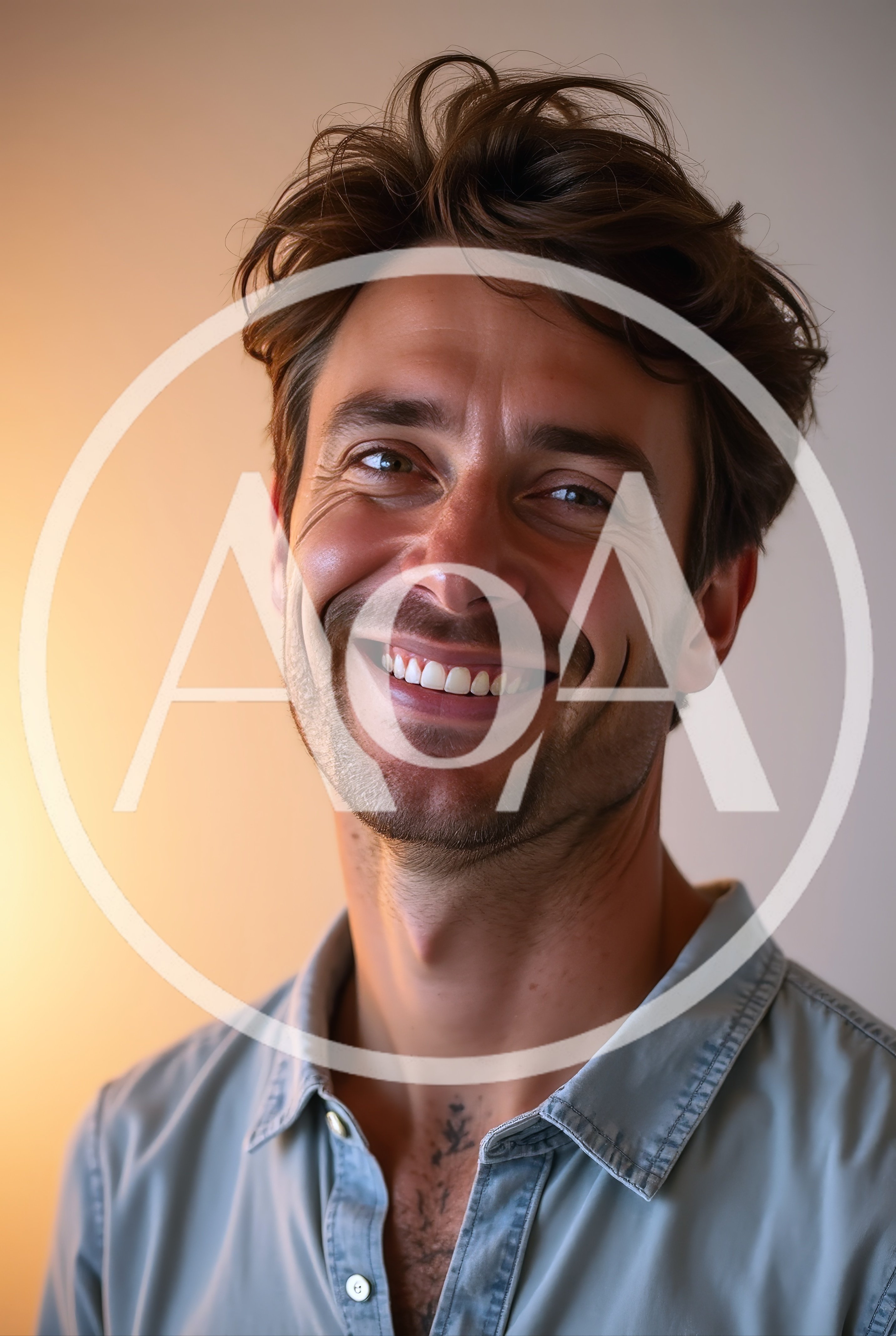 Portrait Of A Smiling Man With Messy Hair