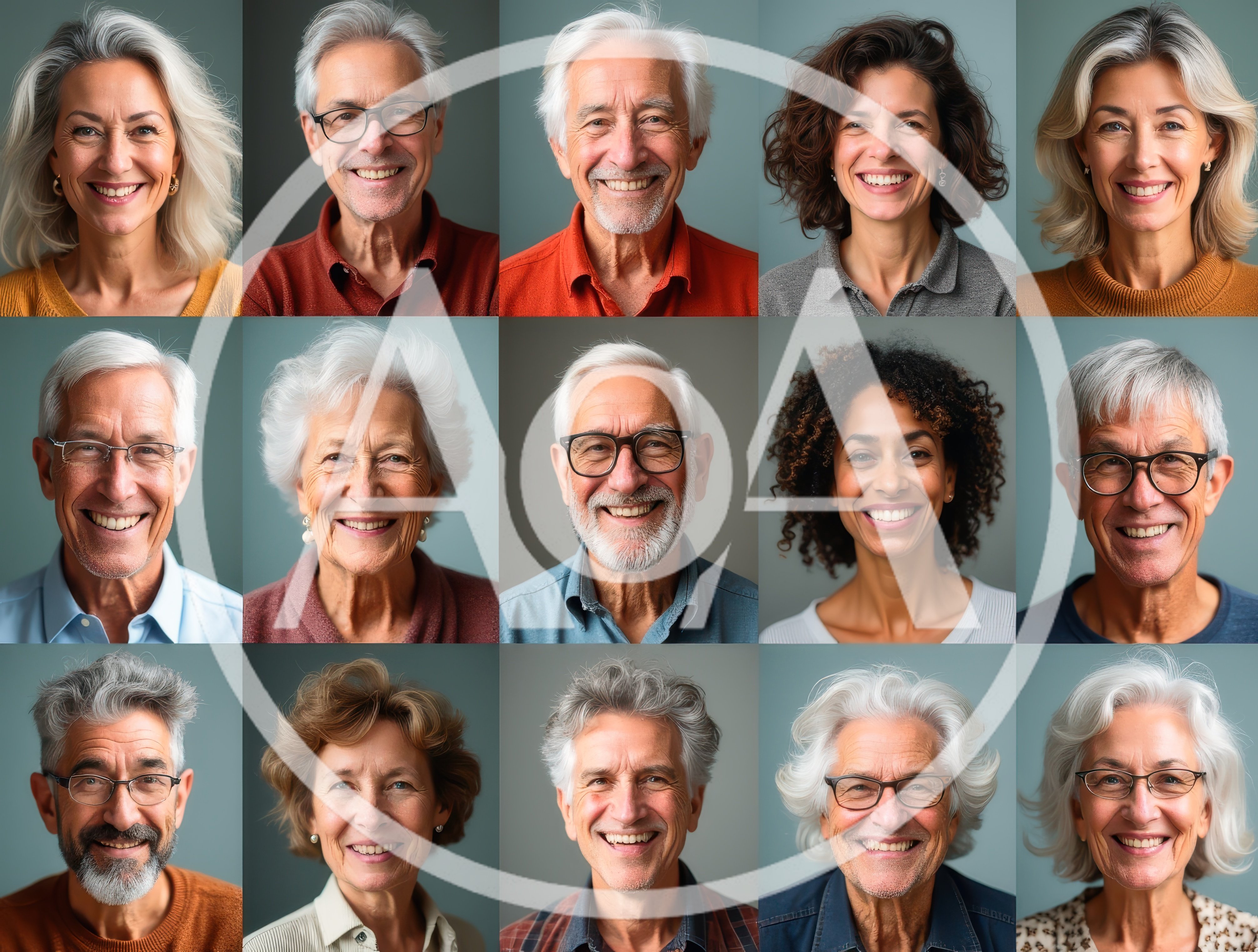 Diverse Senior Adults Smiling Portraits Grid