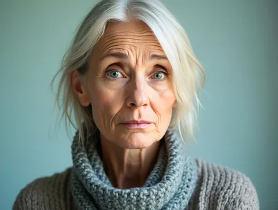 Portrait Of A Mature Woman With Gray Hair