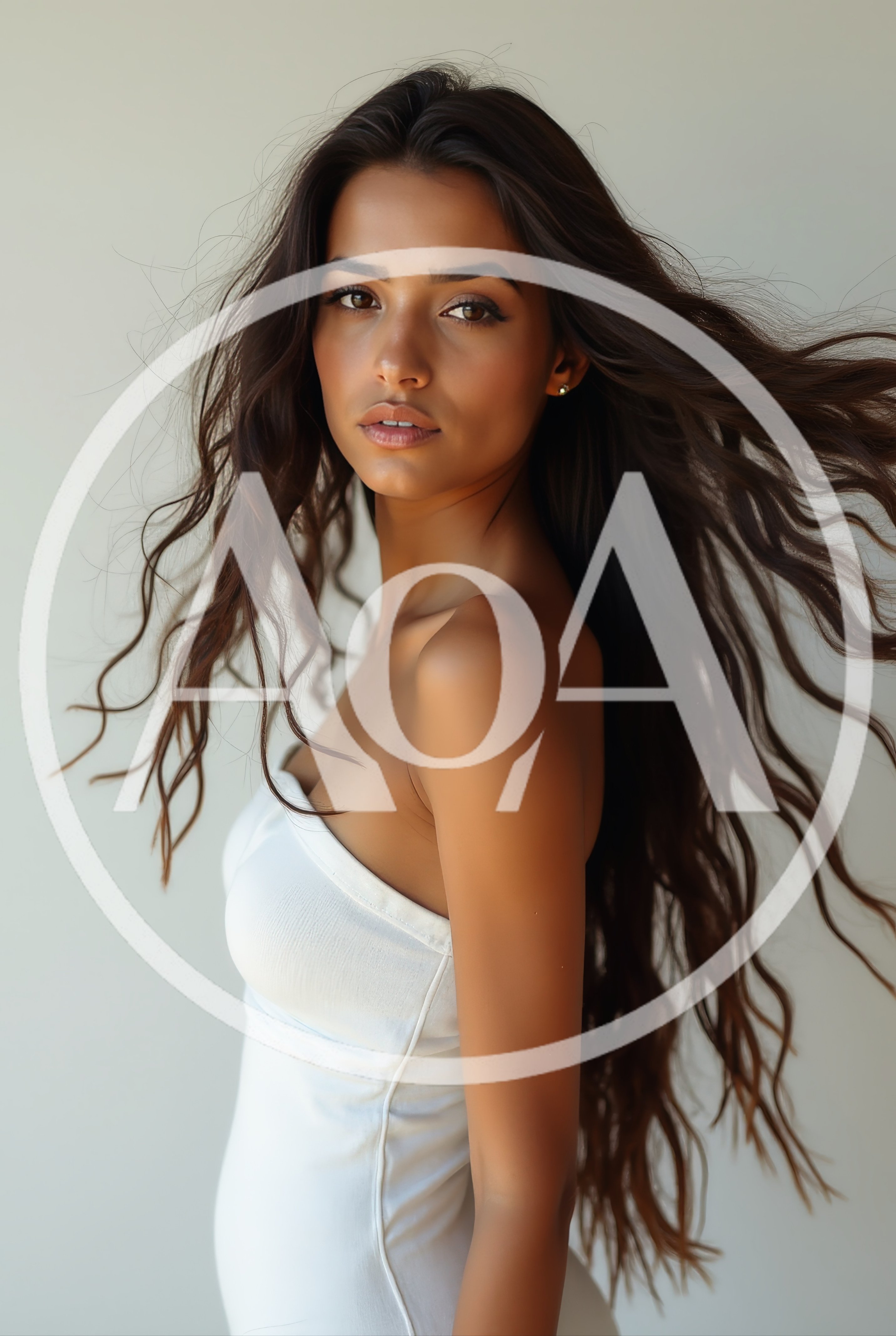 Portrait Of A Beautiful Woman With Flowing Hair