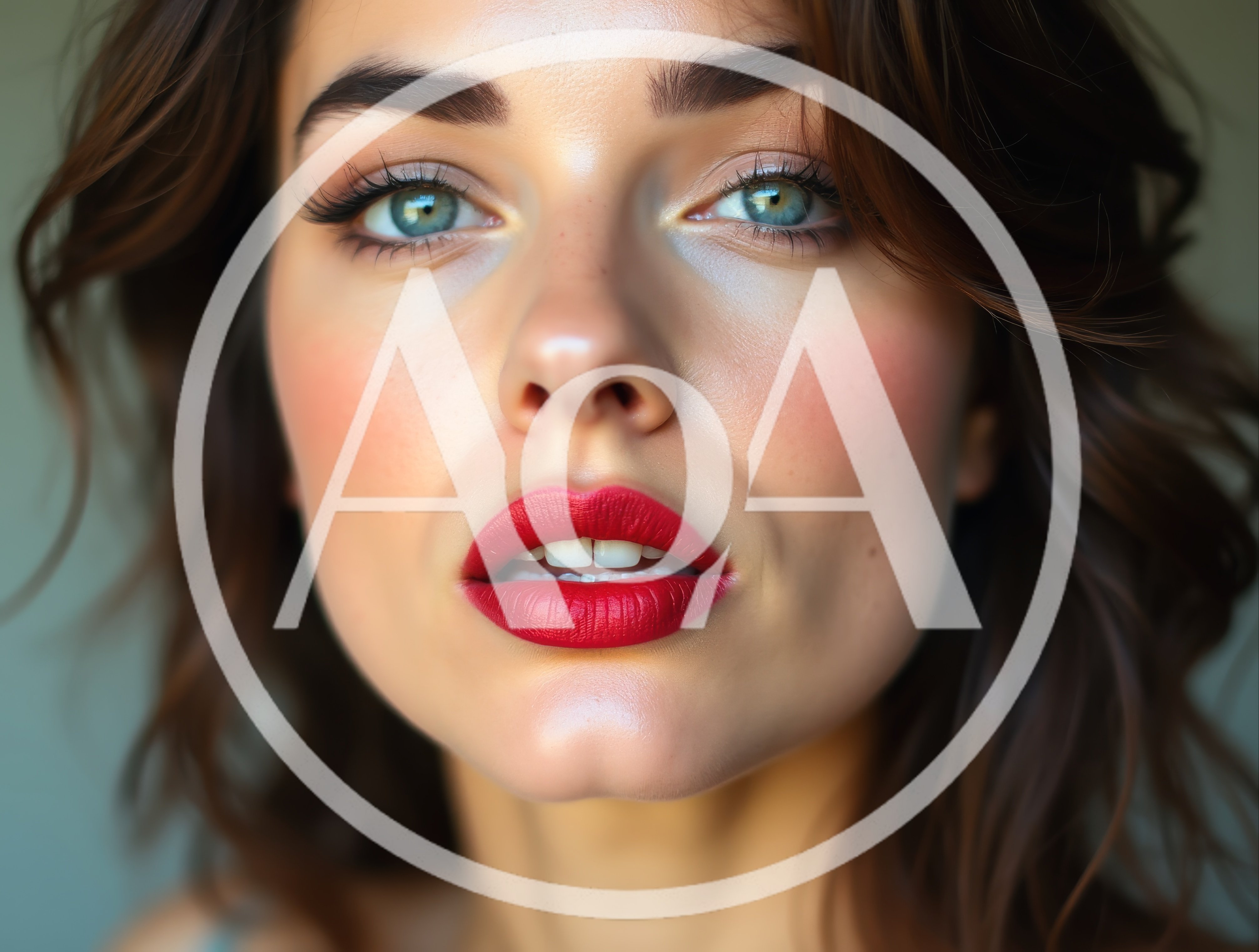 Portrait Of A Beautiful Woman With Red Lipstick