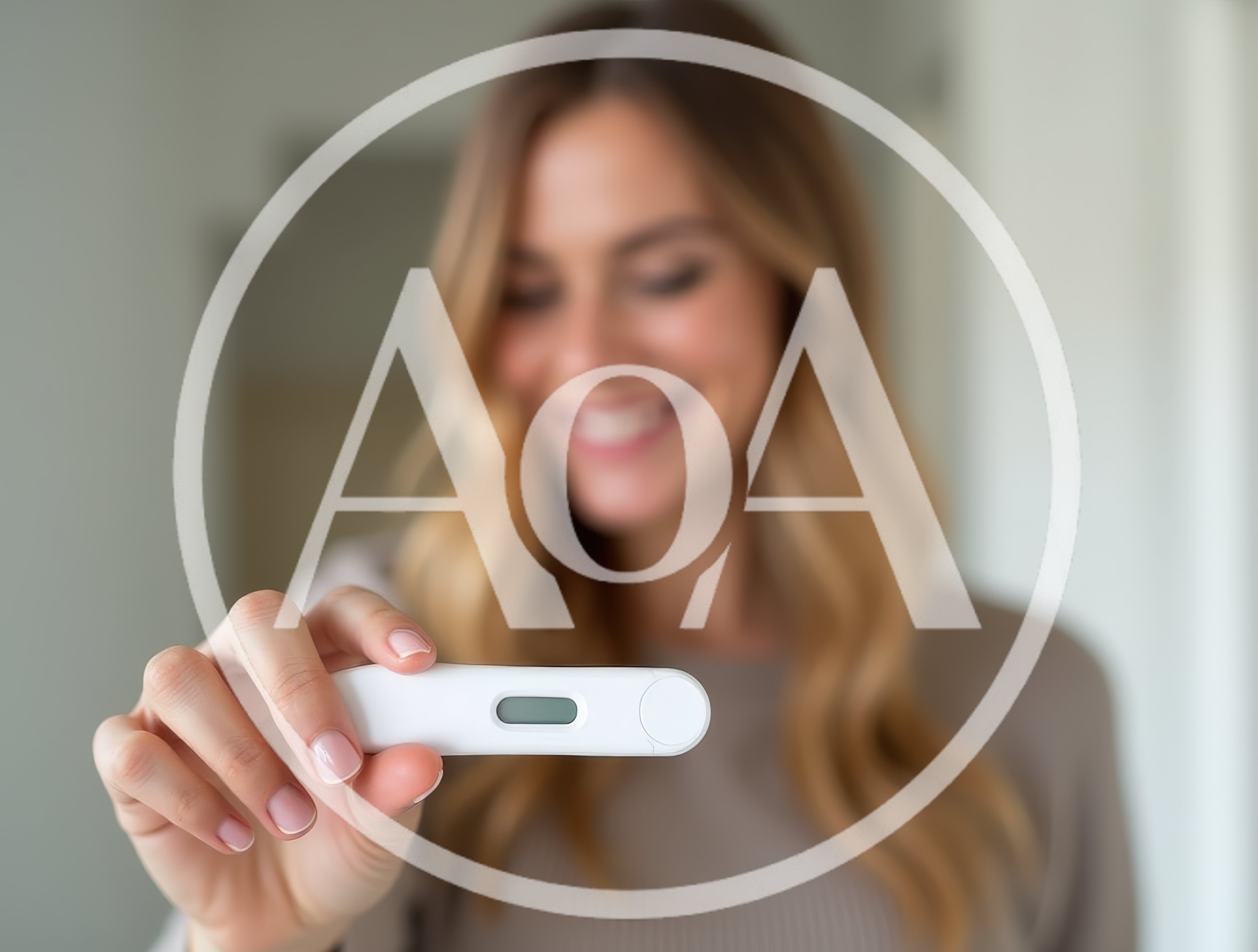 Smiling Woman Holding A Digital Pregnancy Test