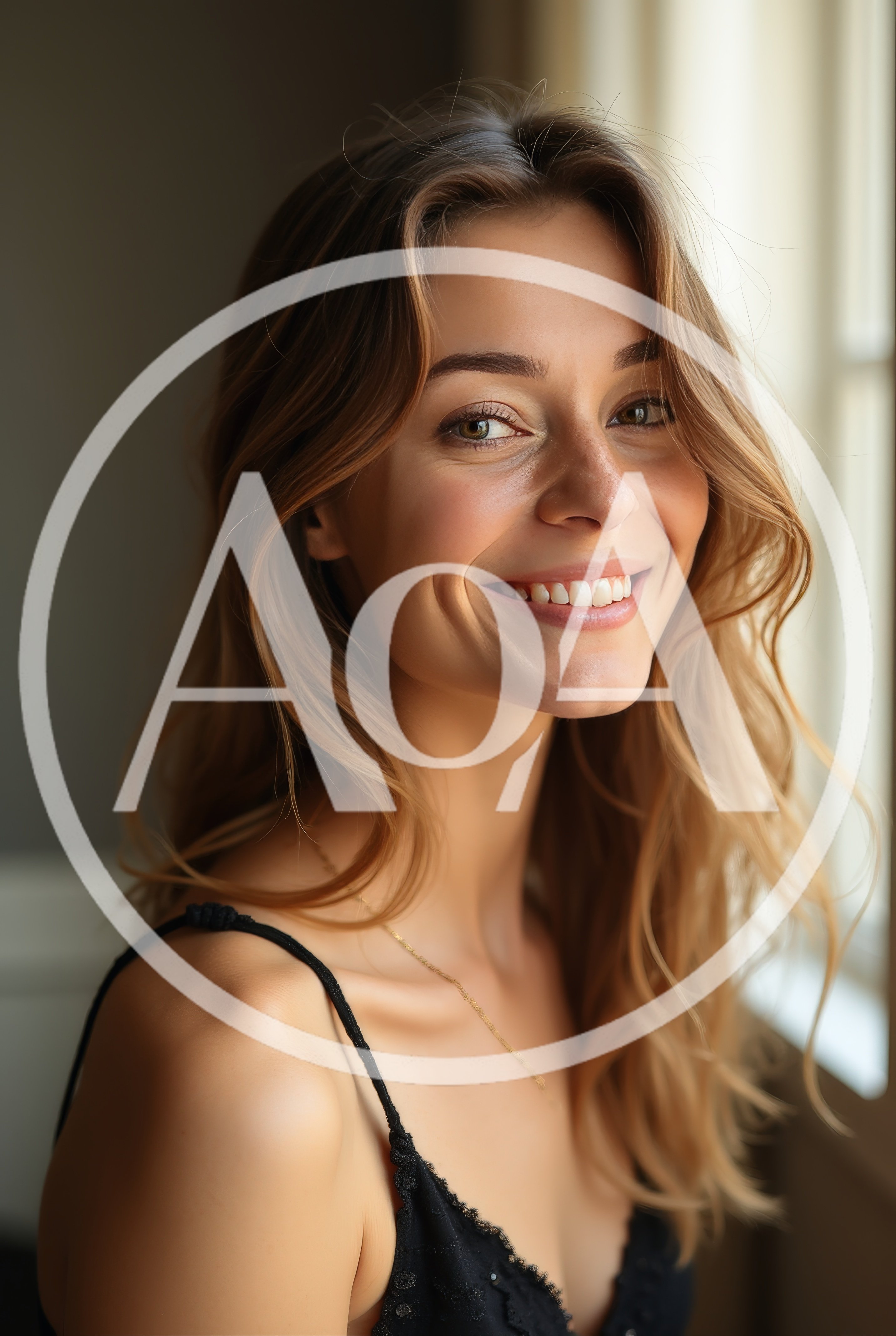 Portrait Of A Smiling Young Woman With Wavy Hair