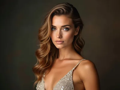 Portrait Of A Beautiful Woman With Wavy Hair