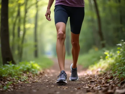 Person Walking Along A Forest Trail