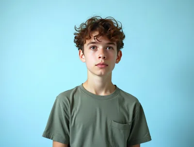 Portrait Of A Young Man With Curly Hair